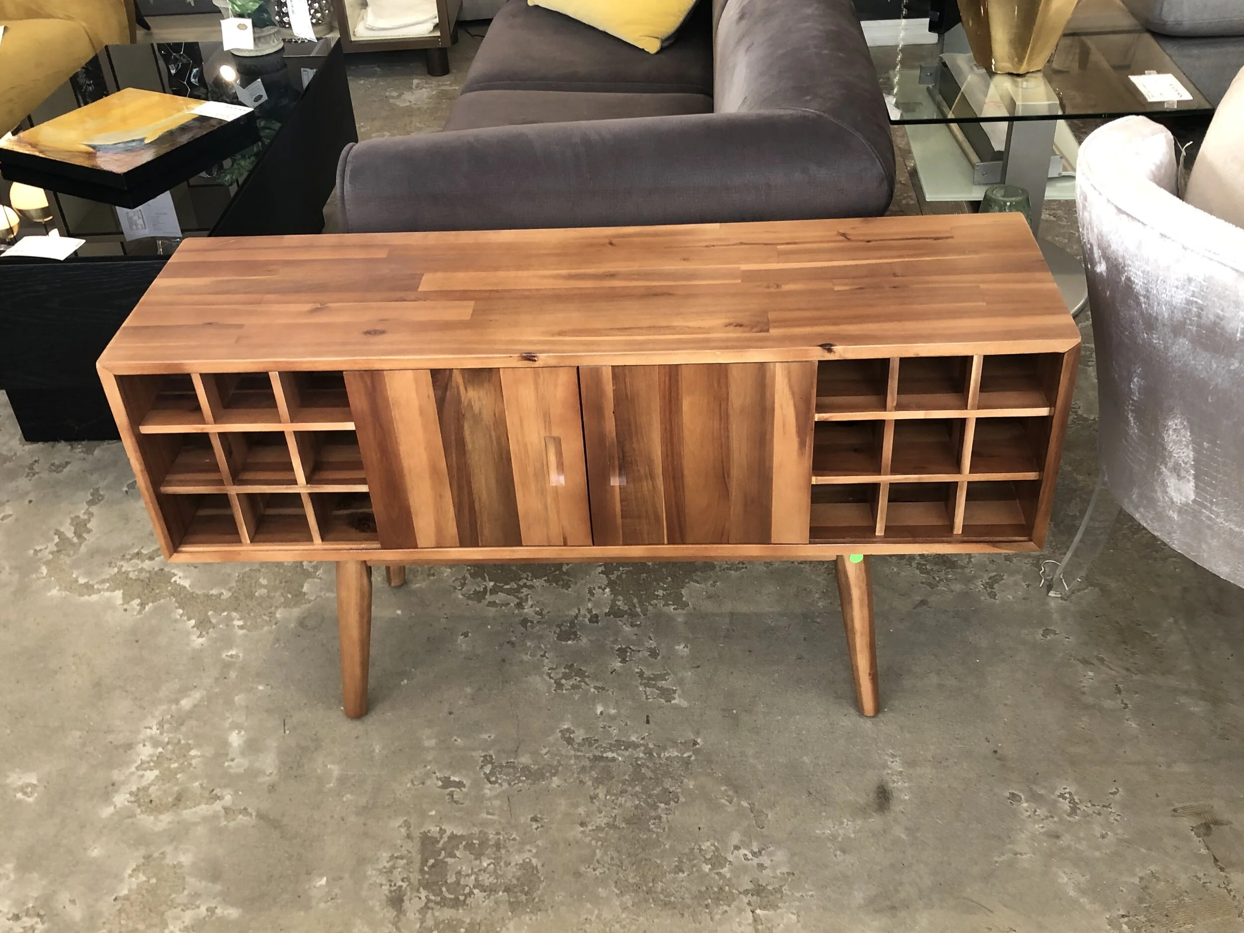 Mid Century Style Wine Console With Wine Cabinet Rebound