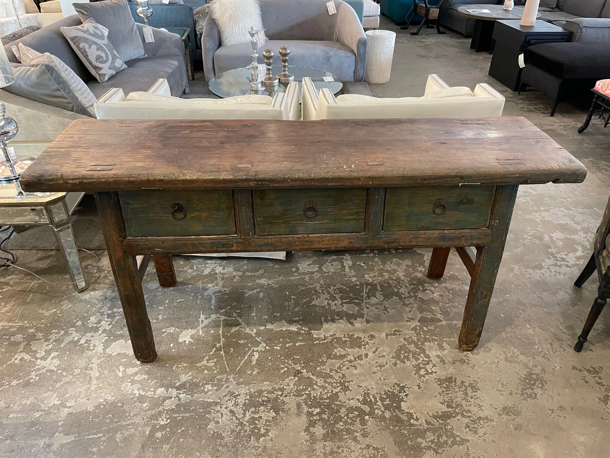 Wood Asian Console Table w/ 3 Drawers