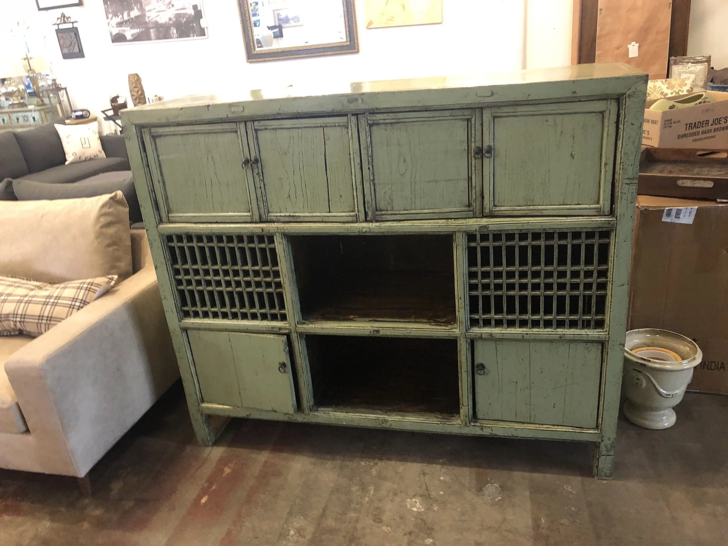 Green Wood Storage Cabinet