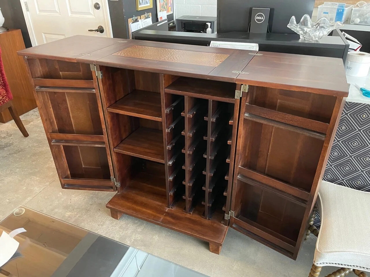 Bar Cabinet with Copper Face and Top Detail