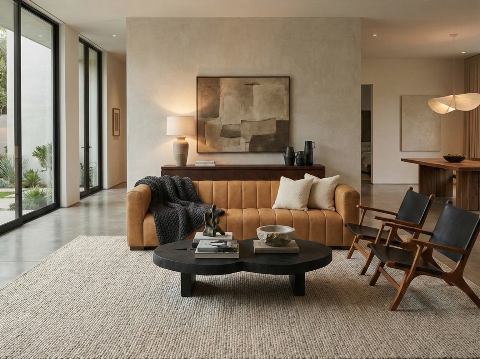 Canale Leather Sofa - Cognac Tan