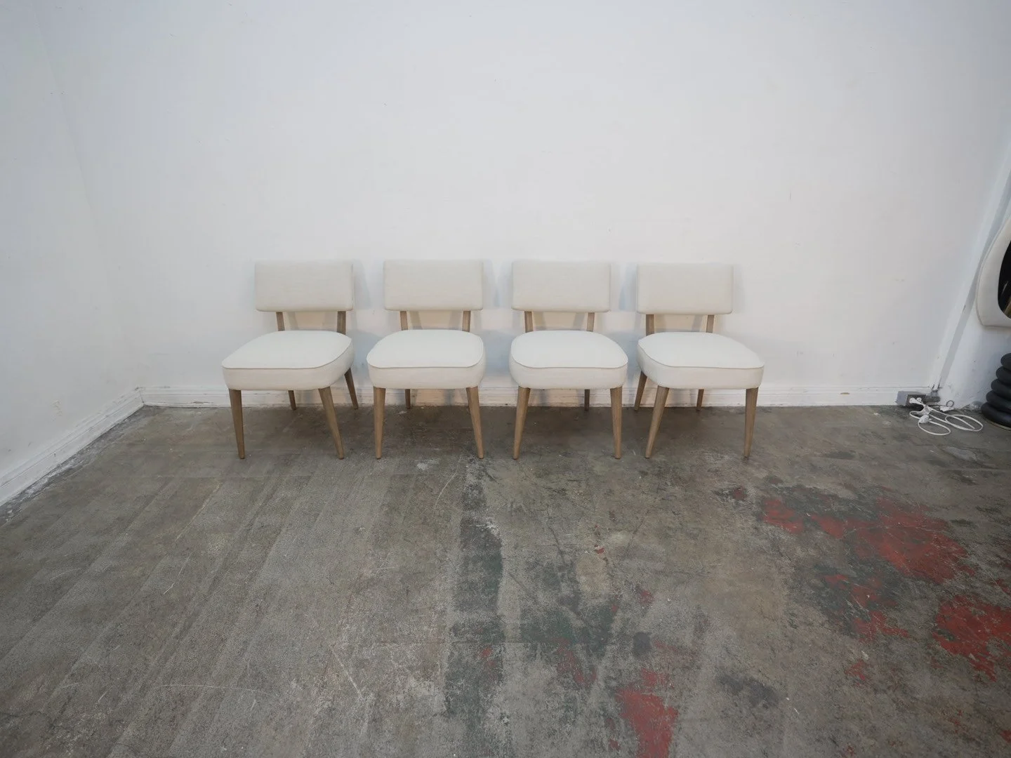 Set of 4 Luxecor Globetrotter Orville Parrawood Beige Upholstered Dining Chairs
