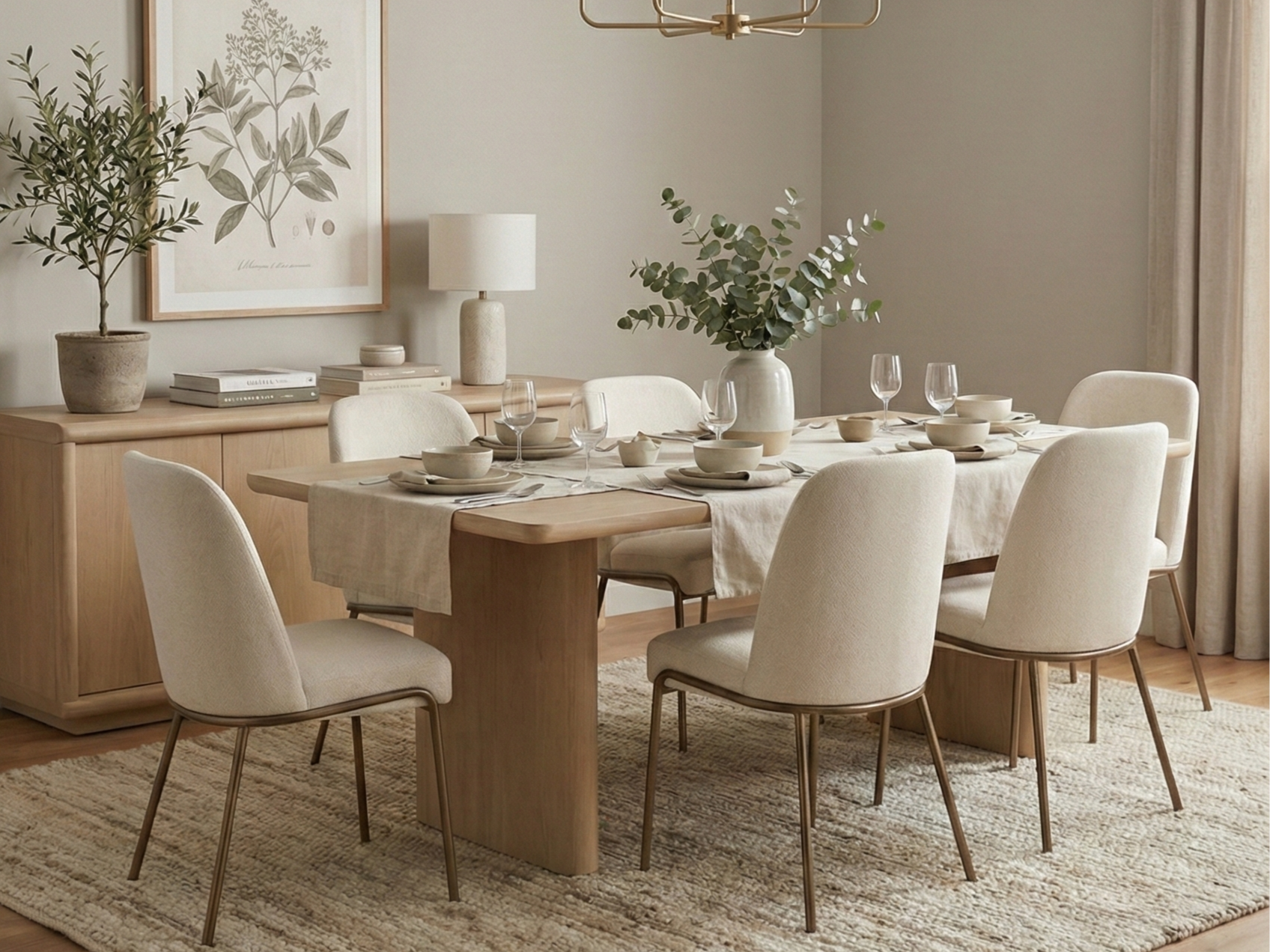 Gunnar Light Wood Dinning Table - Cream Puff