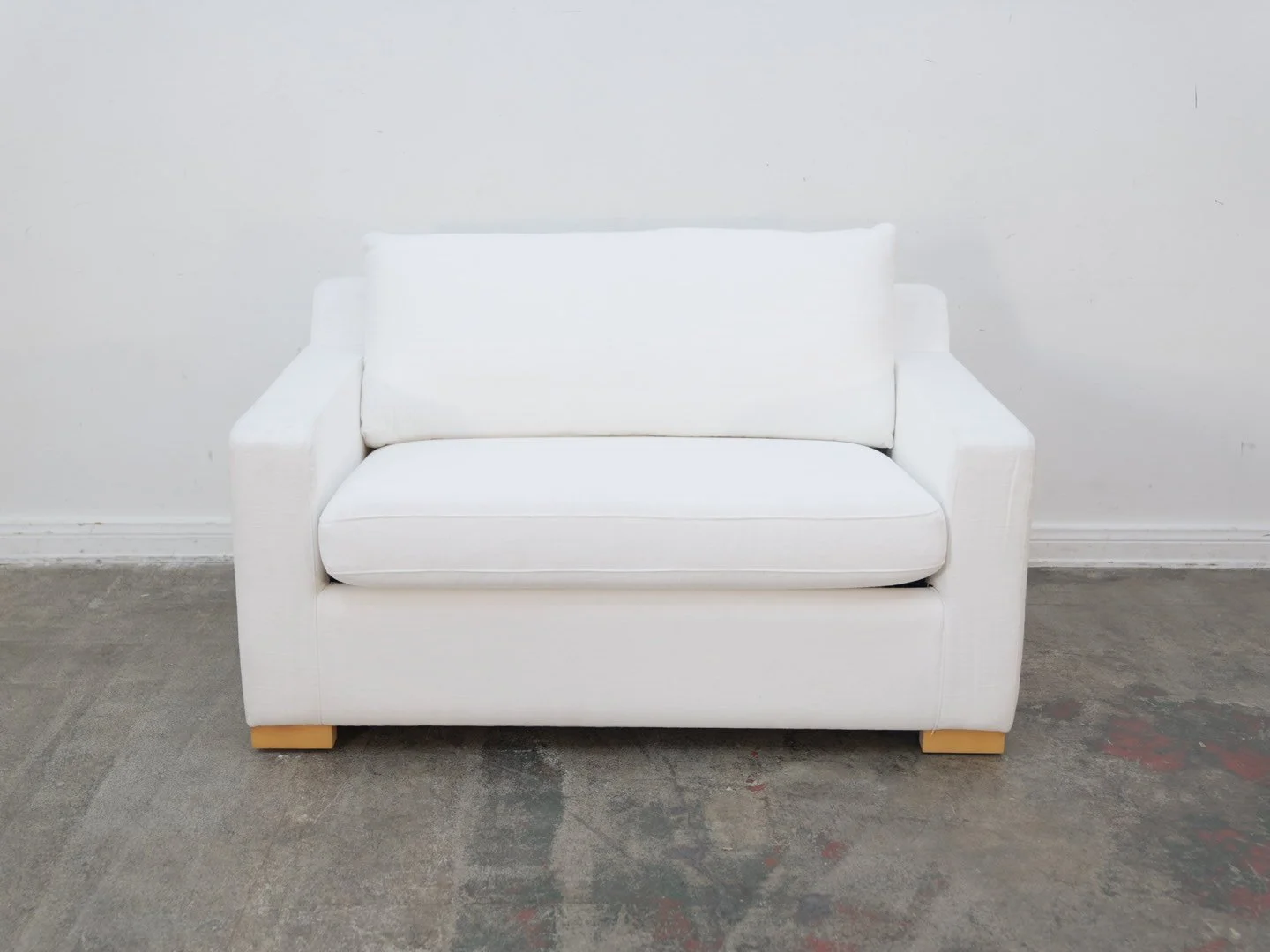 Sloan Twin Sleeper Sofa white Linen fabric Spring Mattress