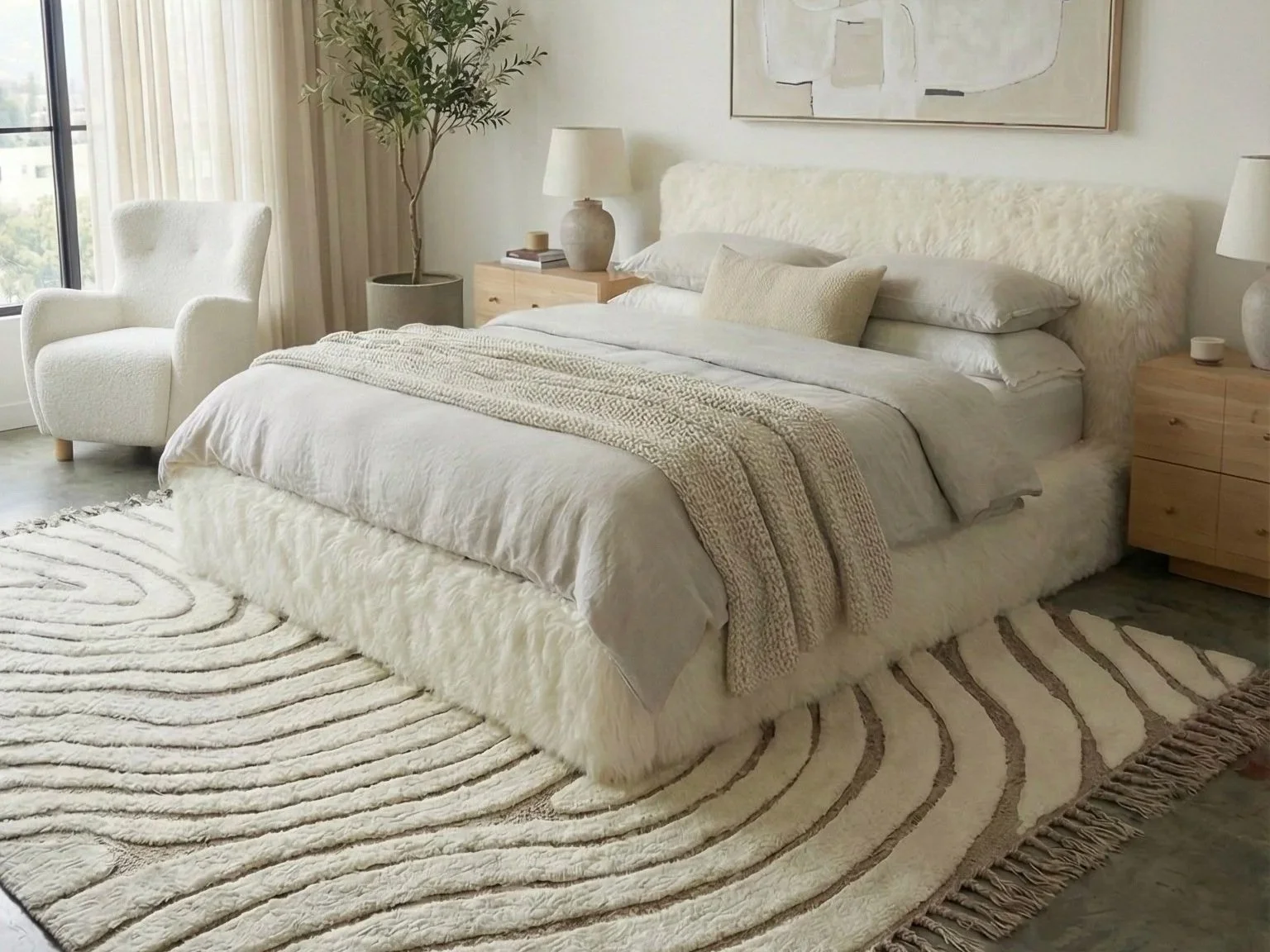 Restoration Hardware Yeti Sheepskin Panel King Bed