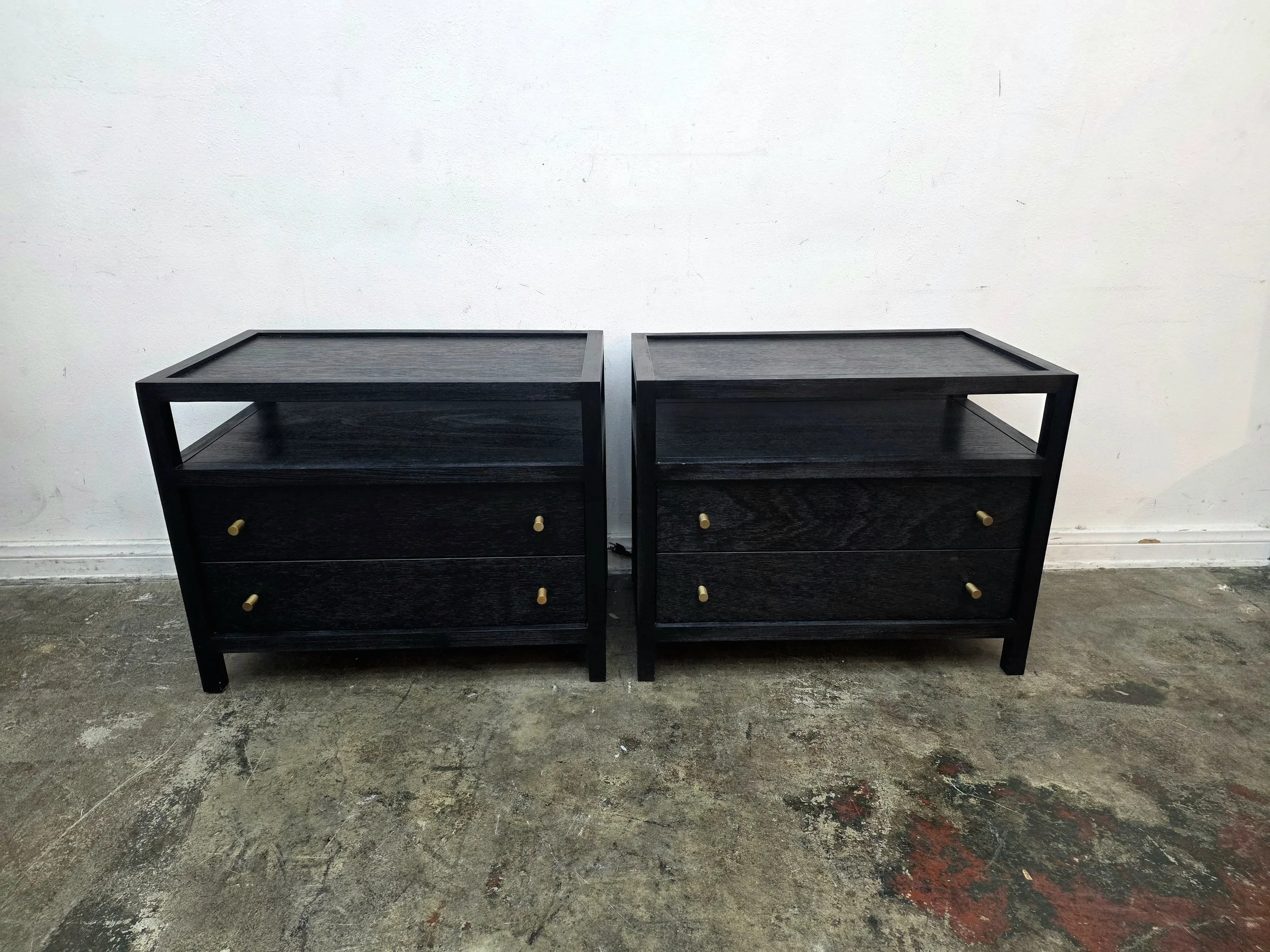 Crate & Barrel Keane 32" Black Solid Wood Charging Nightstands Set of 2