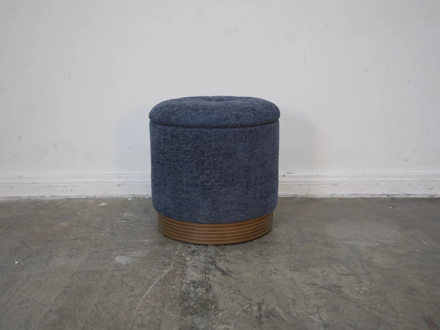 Classic Home Brooklyn Round Ottoman Marine Blue