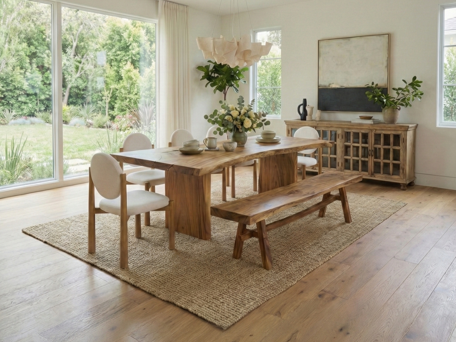 Live Edge Dining Table w/ Bowtie Details As-Is