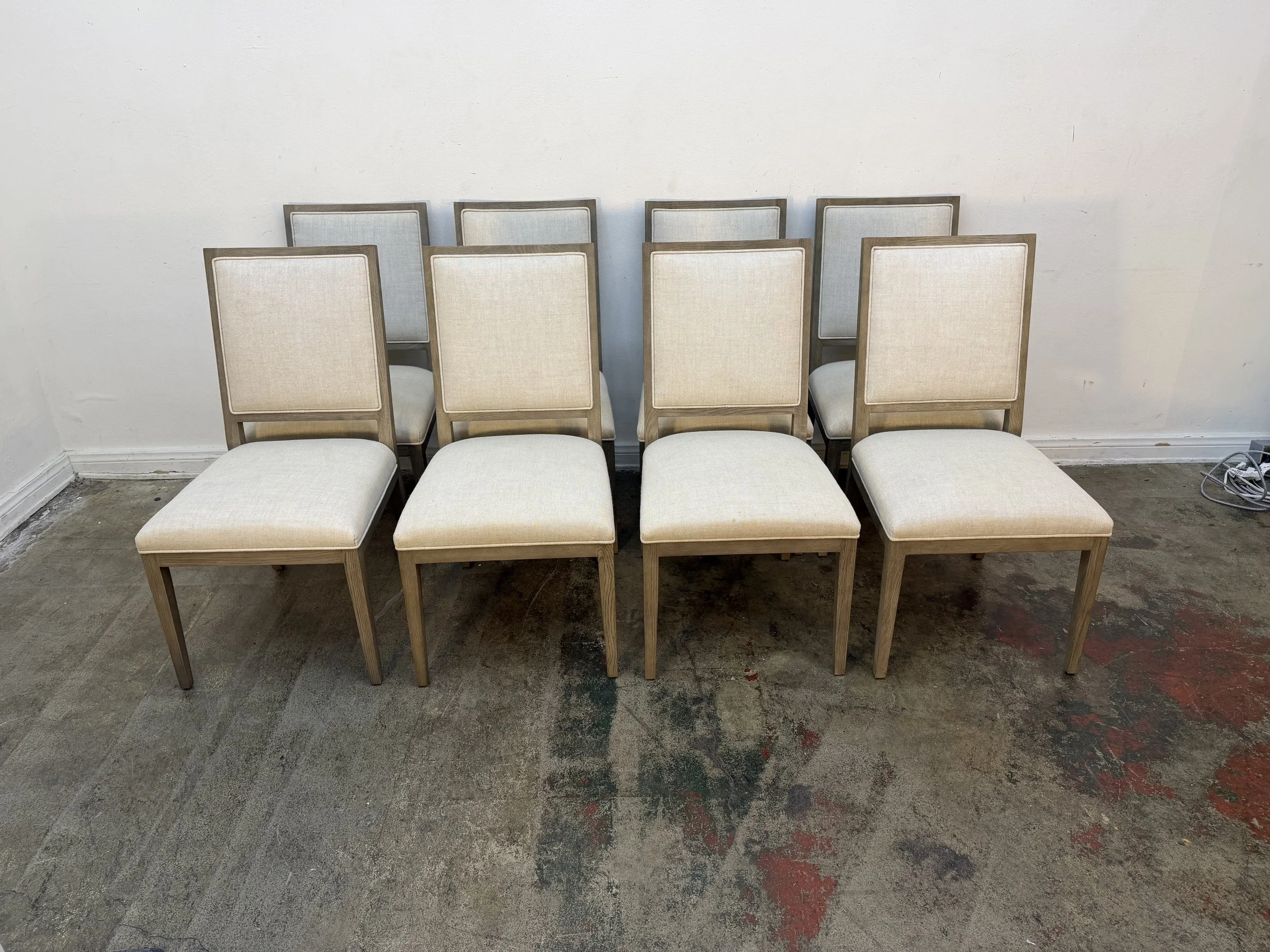 Set of 8 Restoration Hardware French Contemporary Square Back Dining Chairs