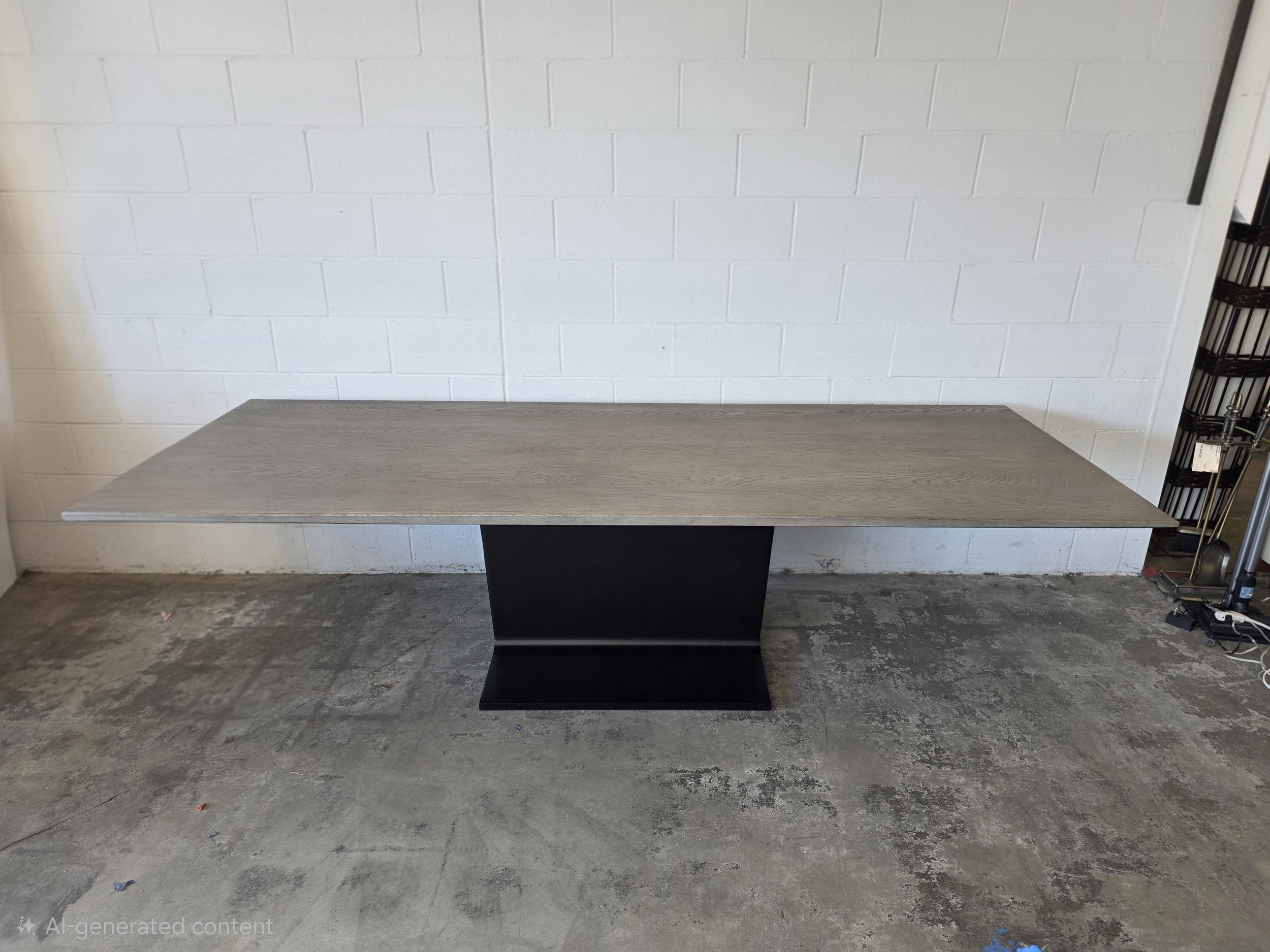 Restoration Hardware I-Beam Rectangular Dining Table Ash Oak/Blackened Steel