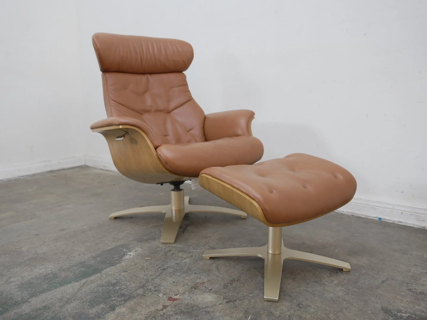 Scandinavian Designs Anselmo Leather Recliner & Ottoman