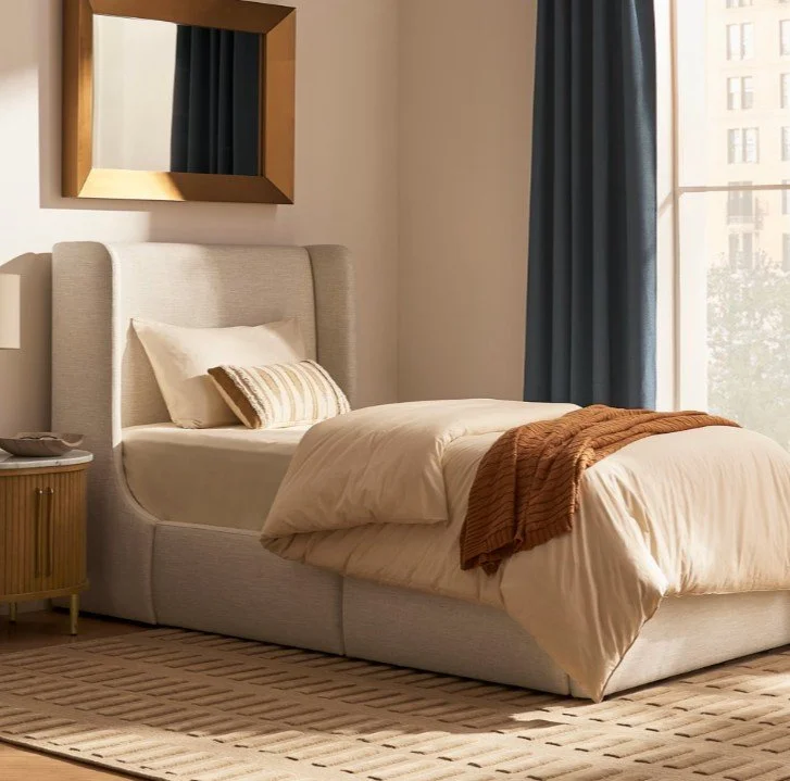 Castlery Dalton Twin Storage Bed, (Navagio) Beach Linen