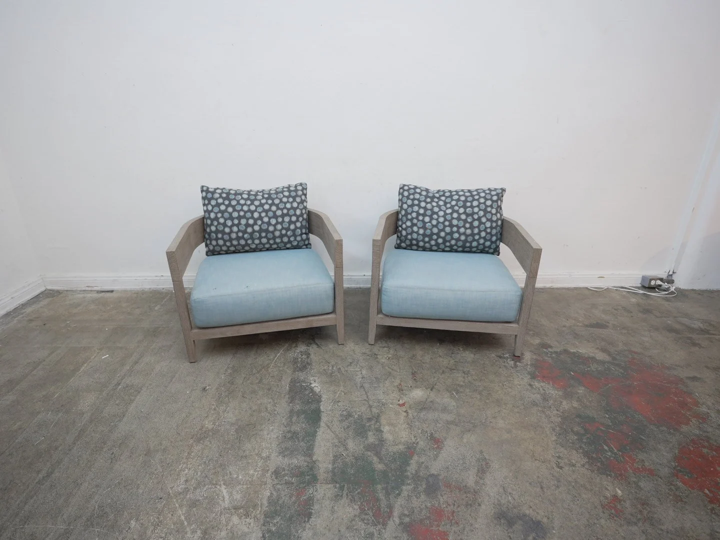 Restoration Hardware Balmain Teak Lounge Chair in Weathered Teak As-Is (set of 2)