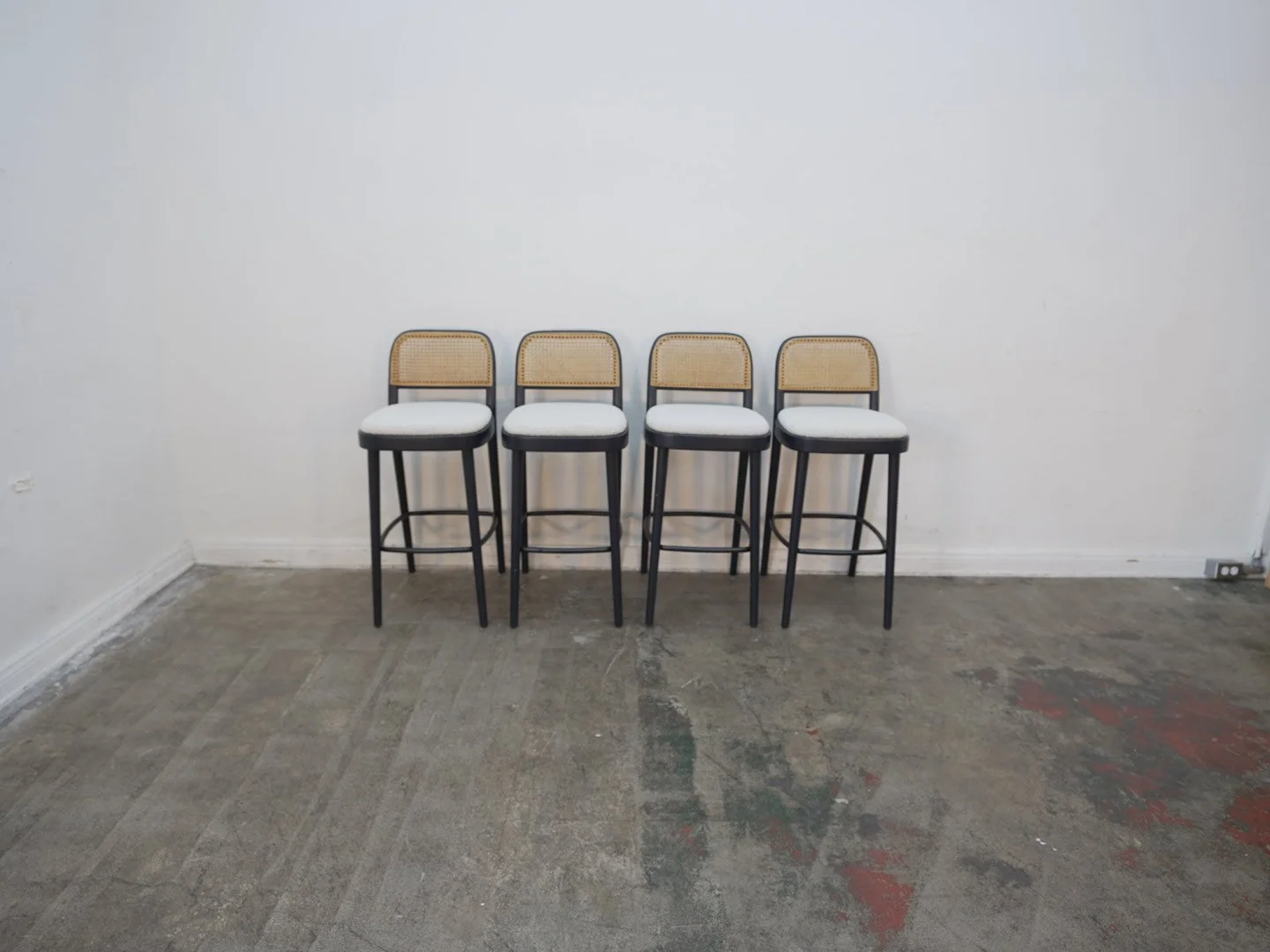 Castlery  Edith Cane Bar Stool, Black  Set of 2 (We Have 2 Sets)