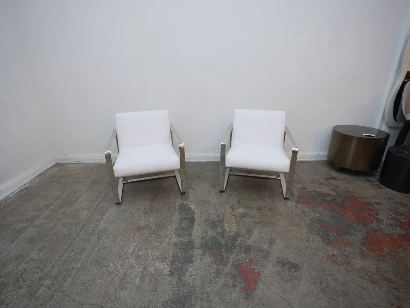 White Linen Fabric Chair w/ Chrome Frame (We Have 2)