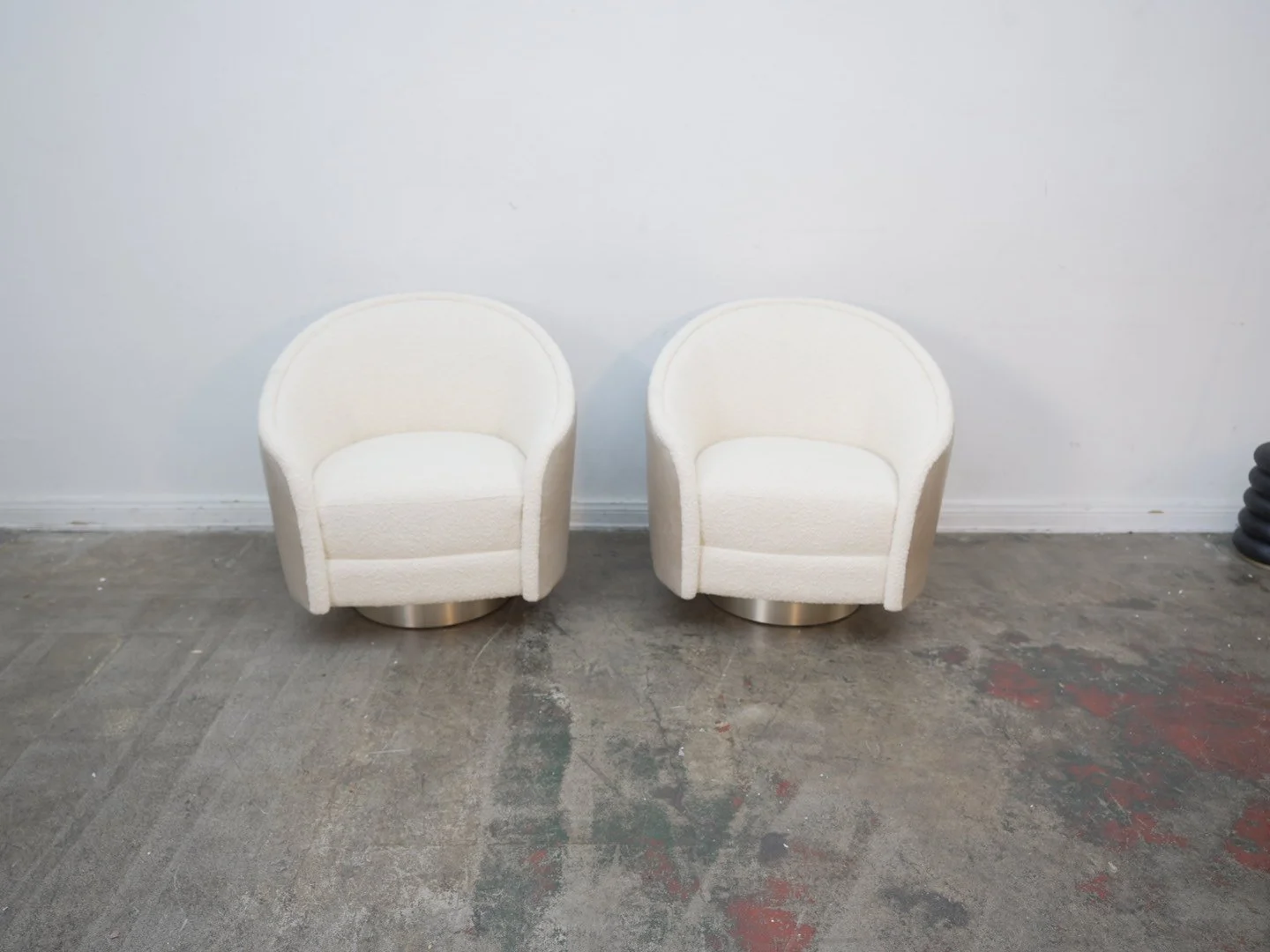 Arteriors Home Aljona Swivel Chair Cream Sherpa Oyster Leather (We Have 2)