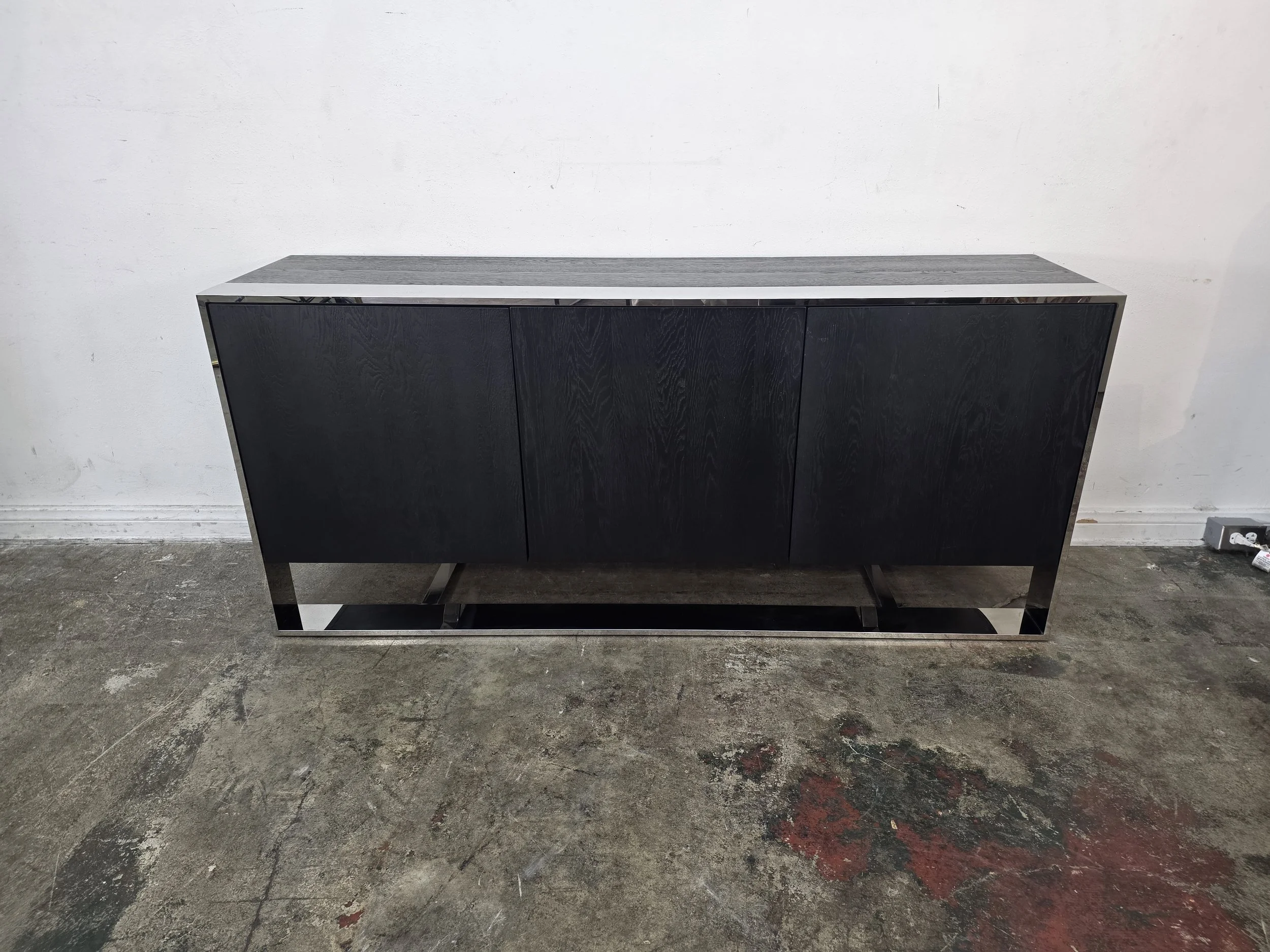 Millers Home Vincent Black Wood & Chrome Sideboard 3-Door