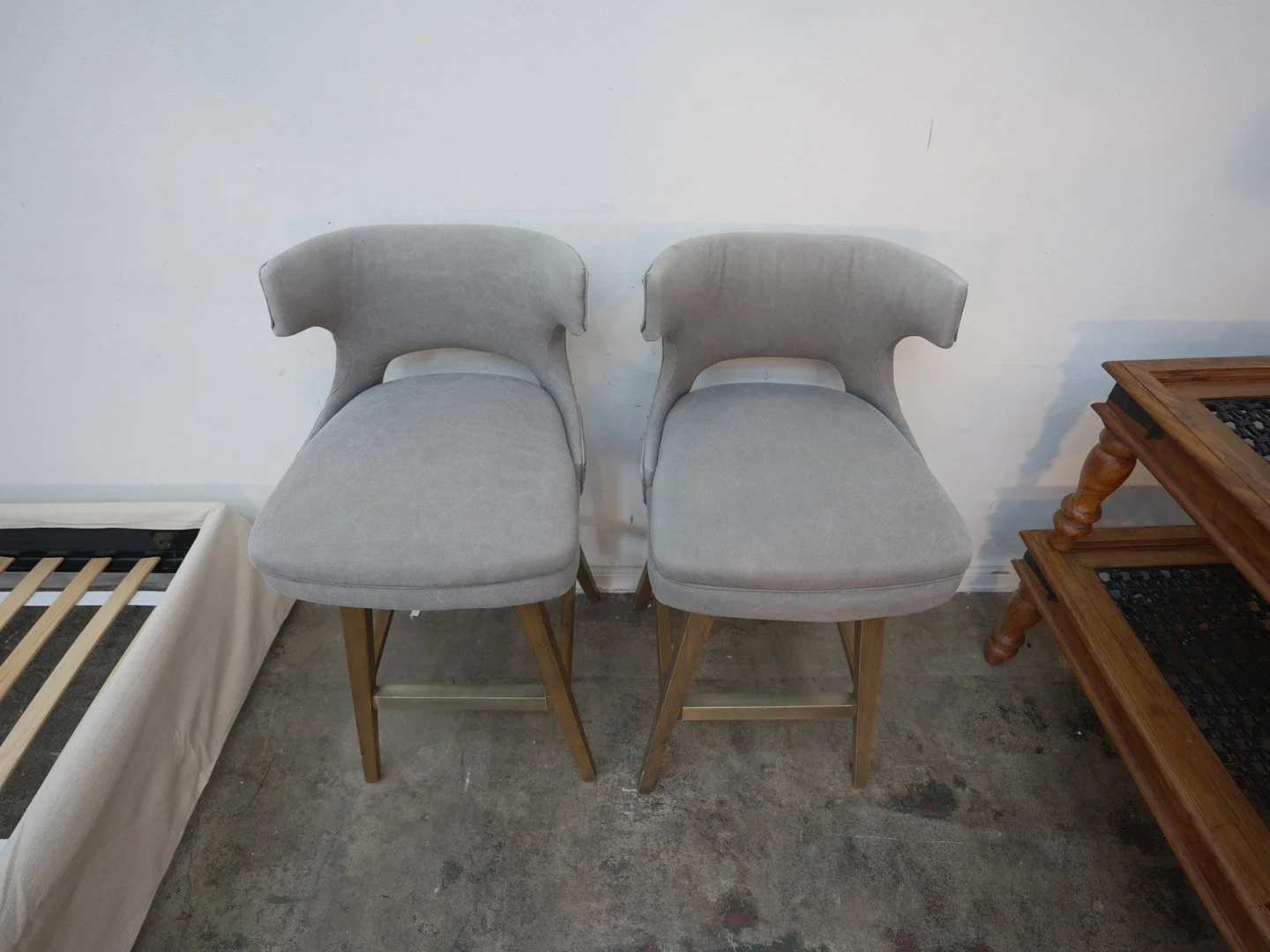 Set of two Four Hands Grey Swivel Counter Stools