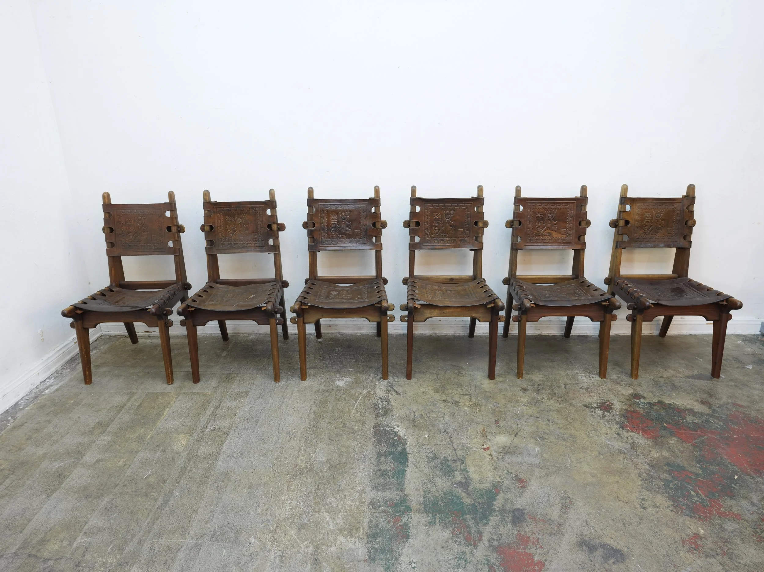 1960s Angel Pazmino Ecuadorian Dining Chairs Set of 6 As-Is