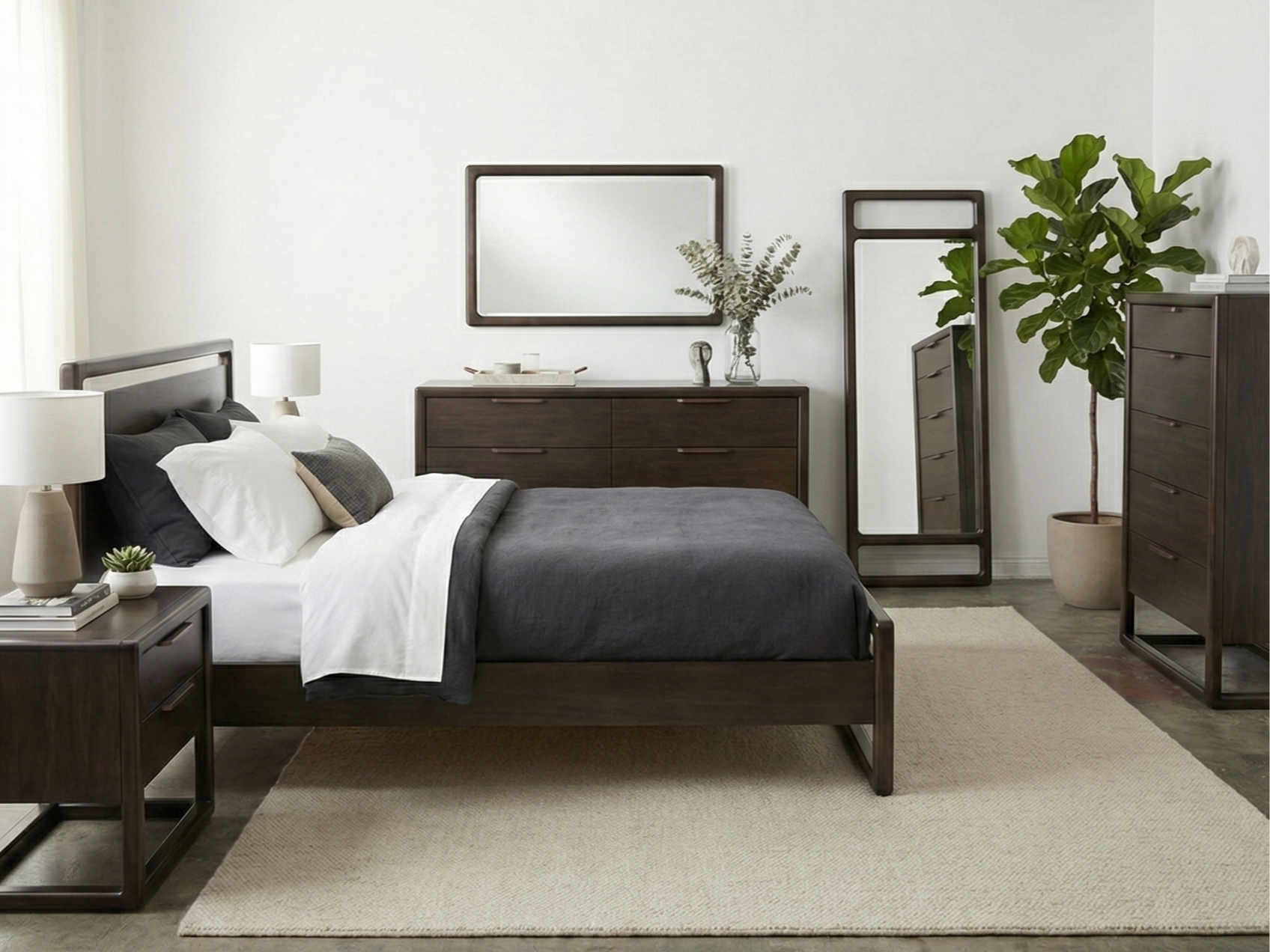 Dark Wood King Bed