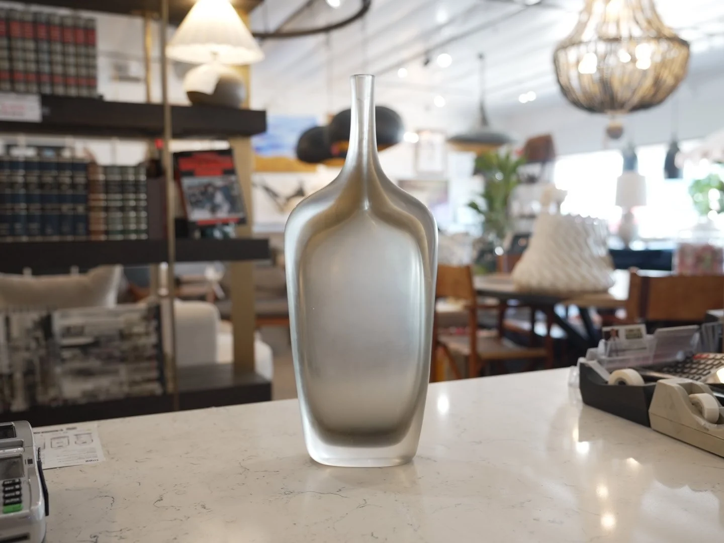 Murano Frosted Glass Narrow Neck Vase Signed Accessory Dated 2018