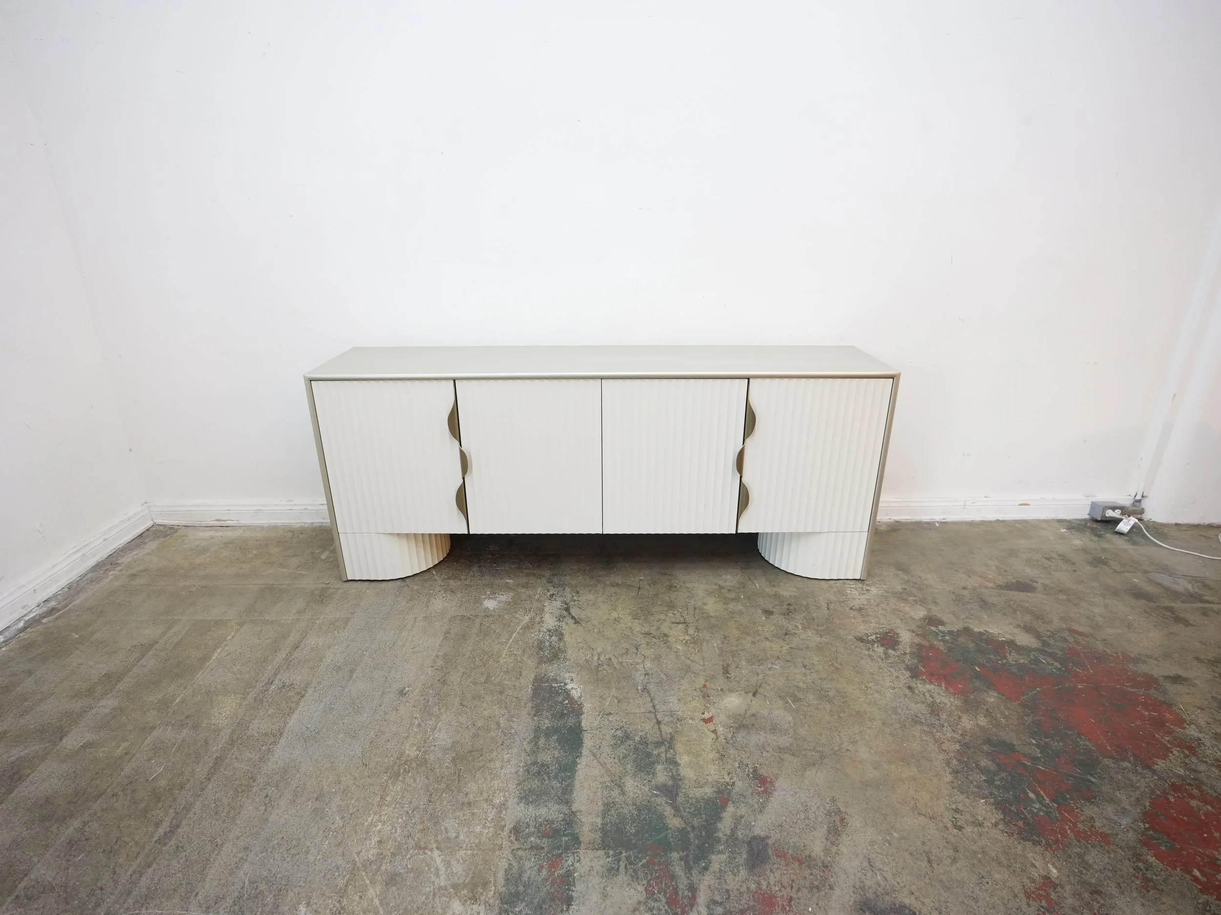 Caracole Corinthian Solid Wood Sideboard Sparkling Argent/Almond Milk AS-IS
