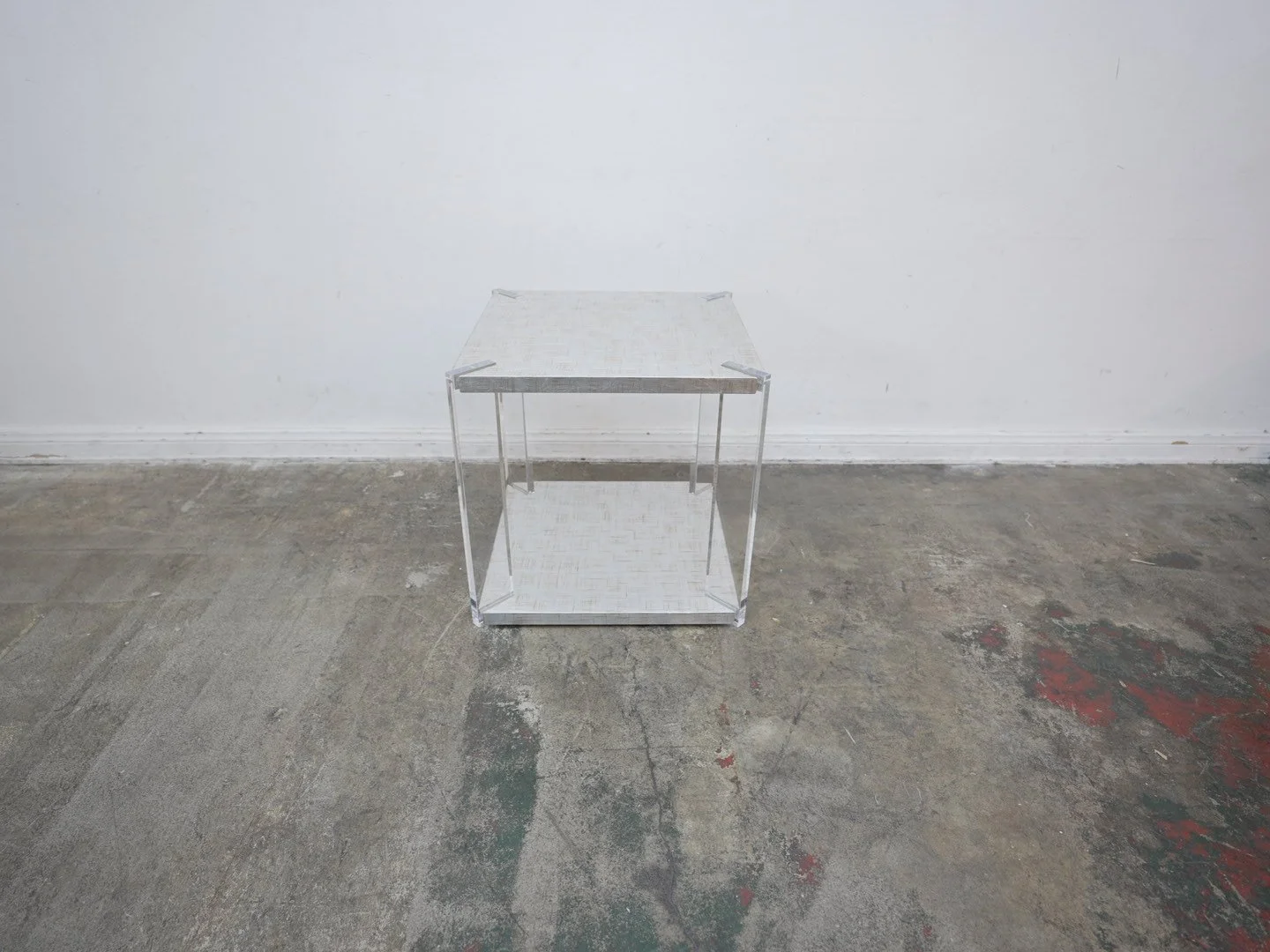 Sherril Wood & Lucite Square Side Table