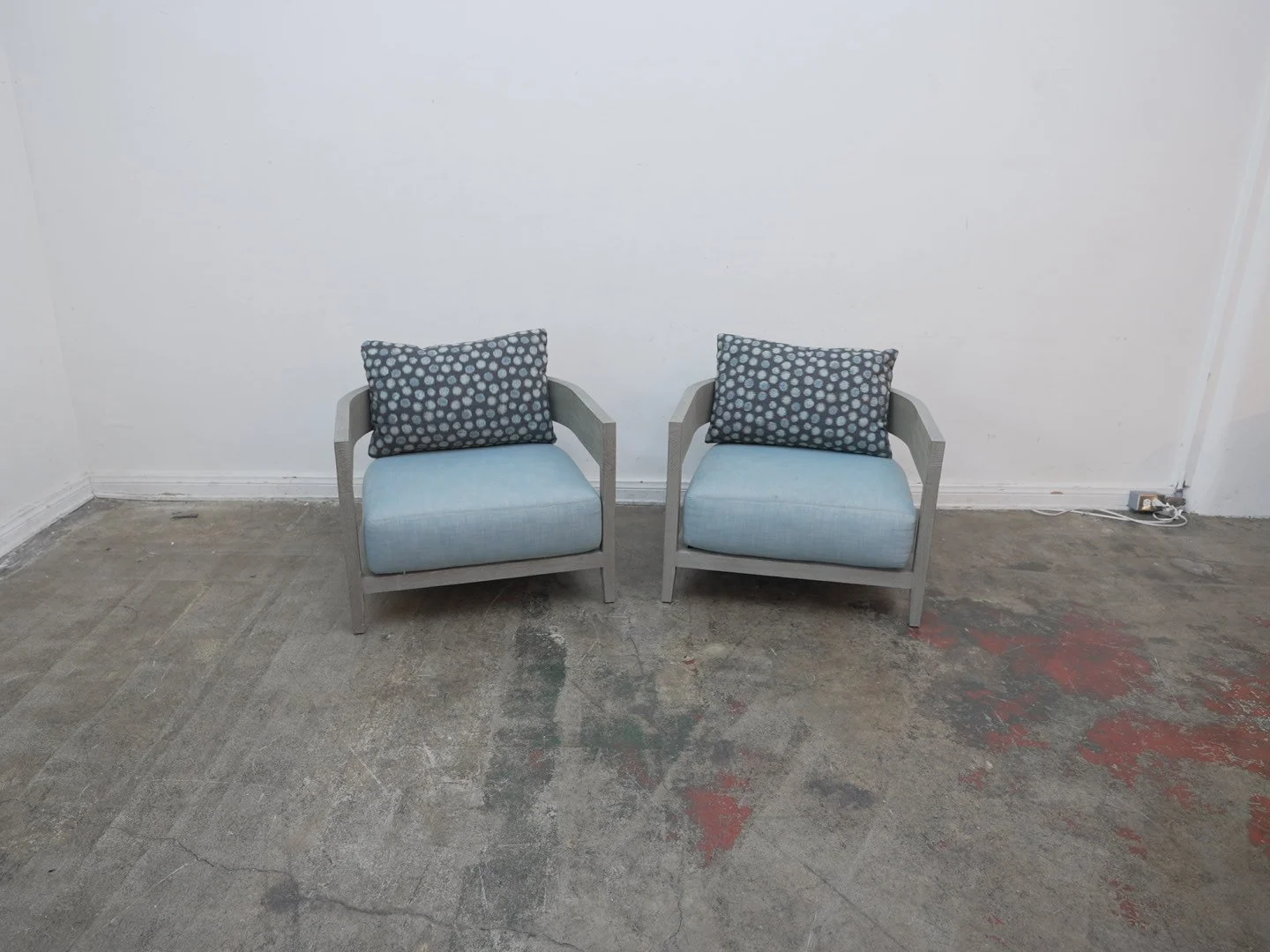 Set of 2 Restoration Hardware Balmain Teak Lounge Chair in Weathered Teak