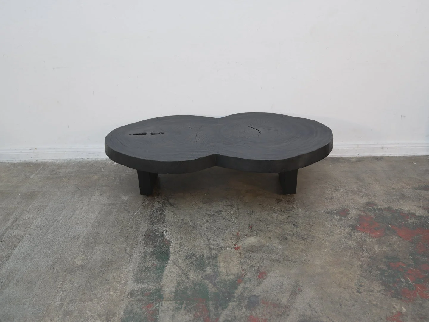 Blacked Teak Wood Live Edge Coffee Table