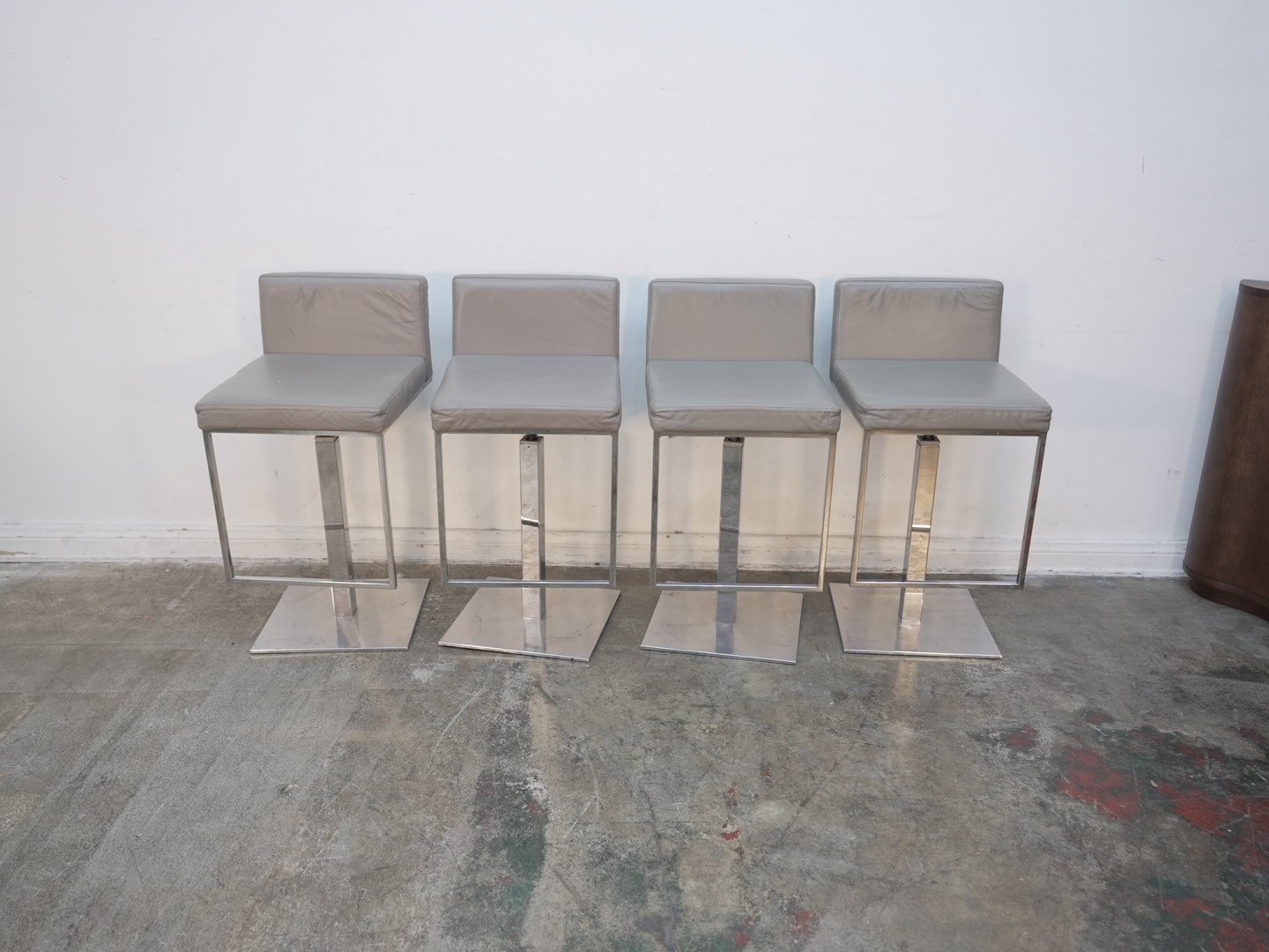 Calligaris Even Plus Stool in Grey Leather Set of 2 (We Have 2)
