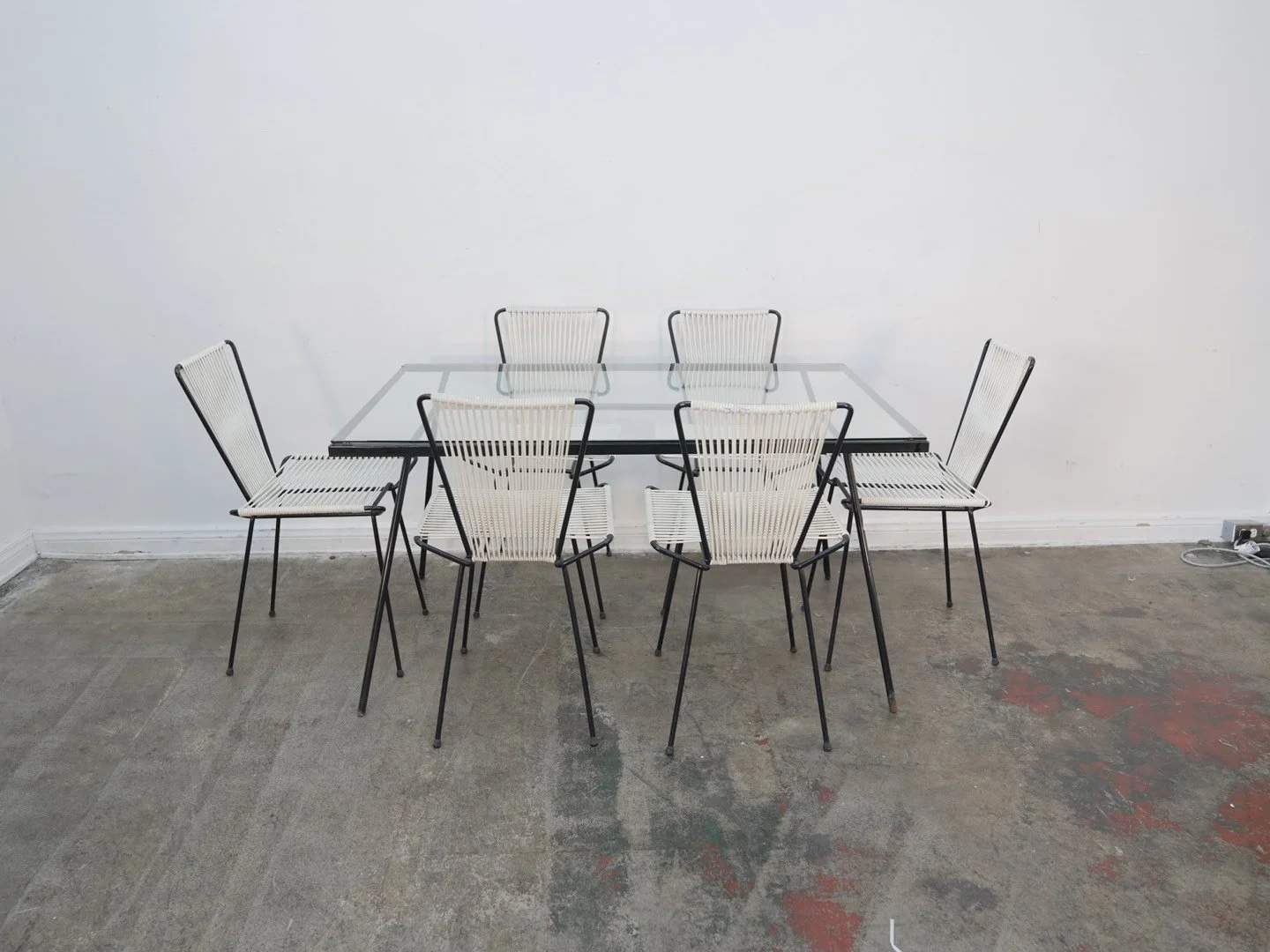 George Nelson Arbuck Wrought Iron Dinning Table w/ Allan Gould Style Chair