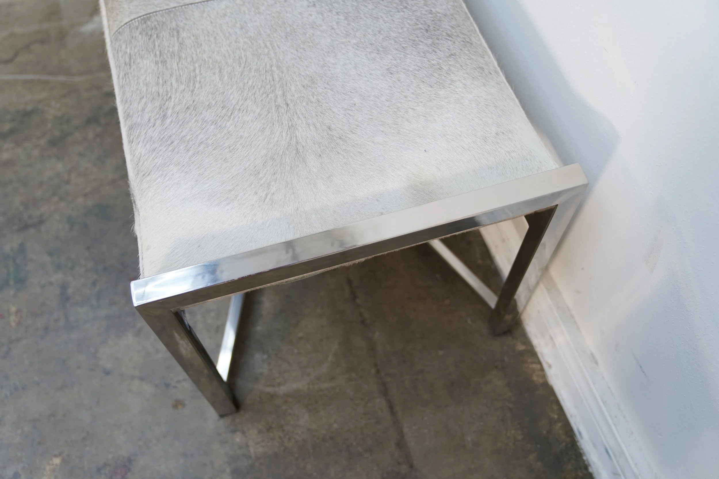 Custom Boucle & Douglass Fir Wood Bench AS IS — Rebound Furniture