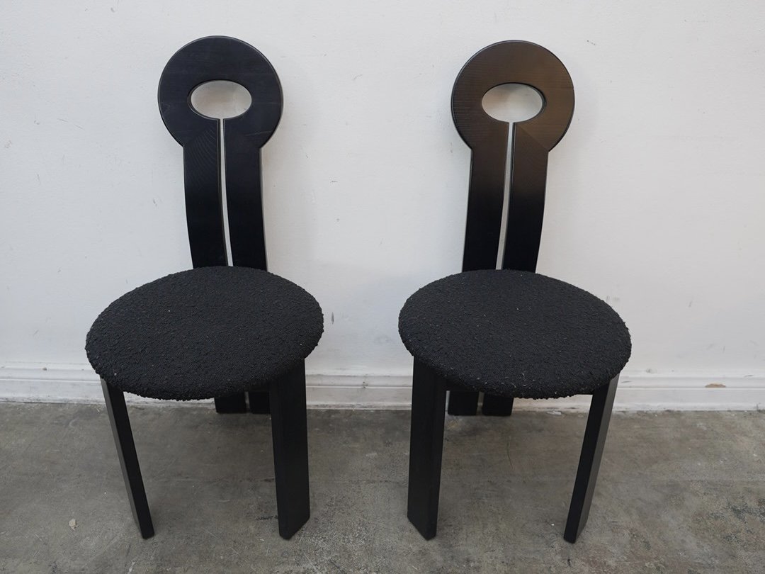 Set of 2 Whit Dining Chairs in Black Boucle As-Is