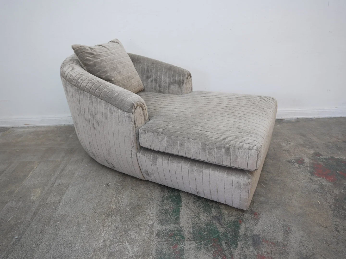 Custom Curved Back Pleeted Velvet Chaise  (We Have 2)