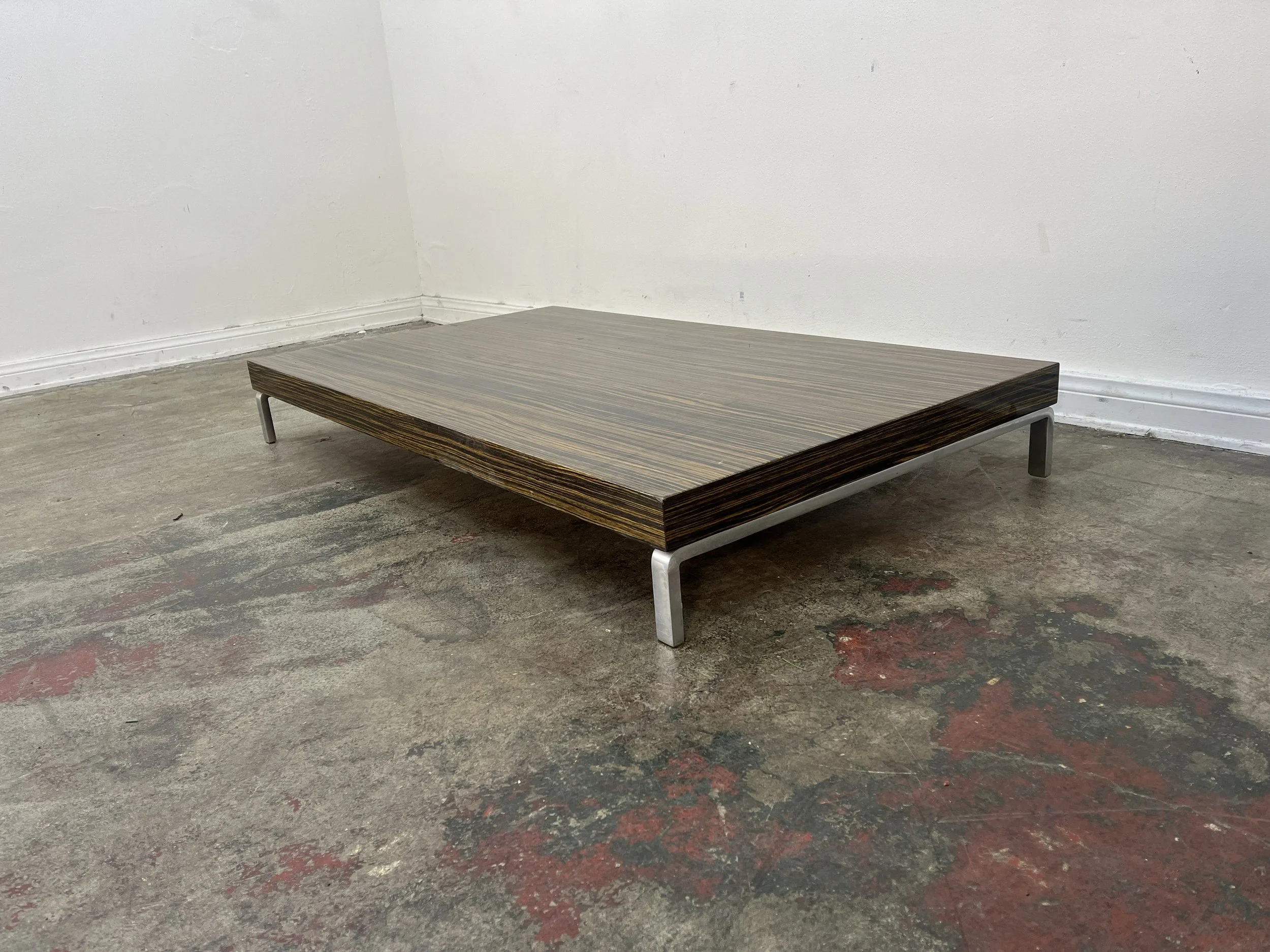 Crate & Barrel Elke Round Glass Coffee Table with Brass Base — Rebound