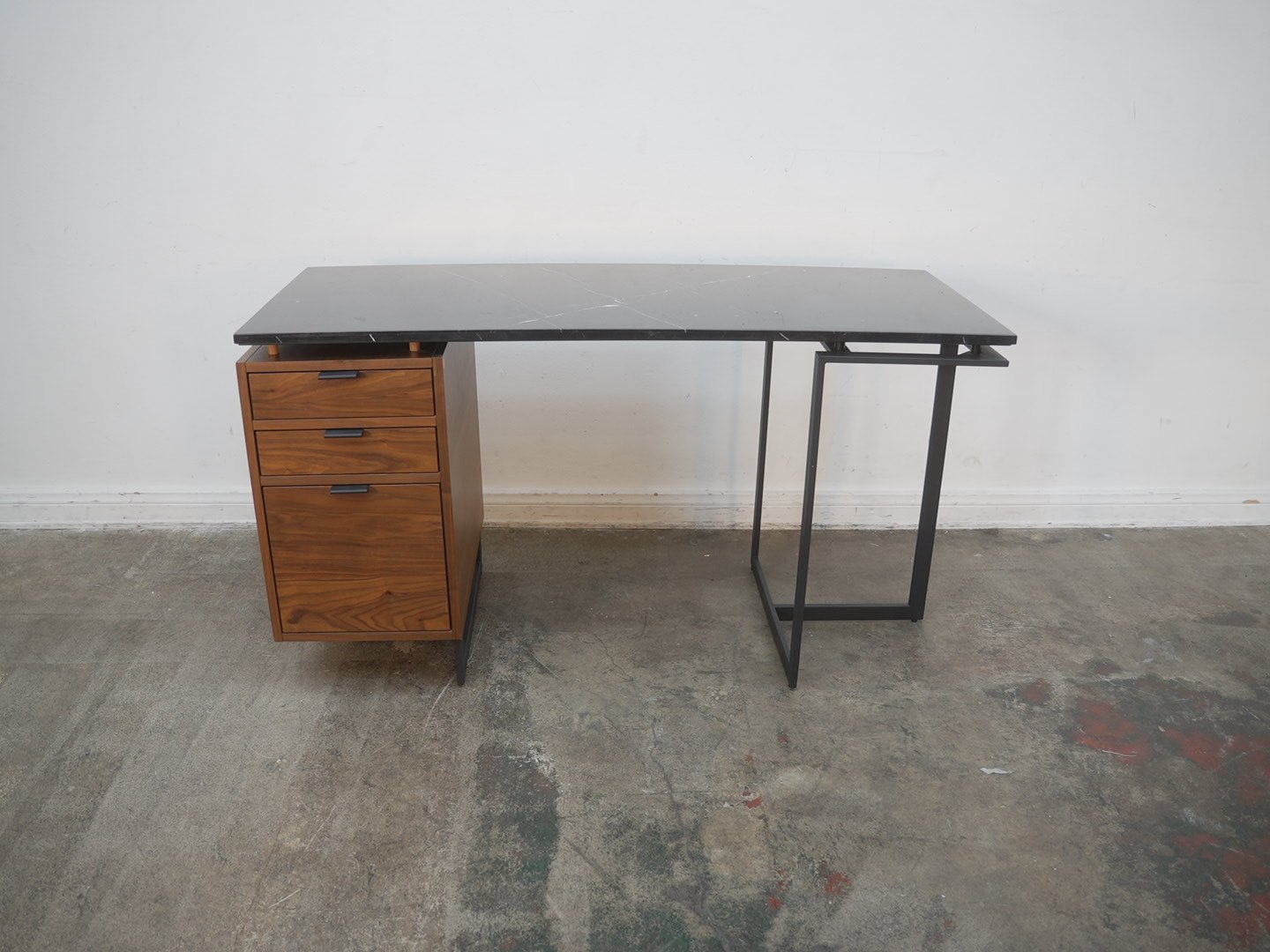 CB2 Black Marble Desk w/ 3-Drawers (Left)