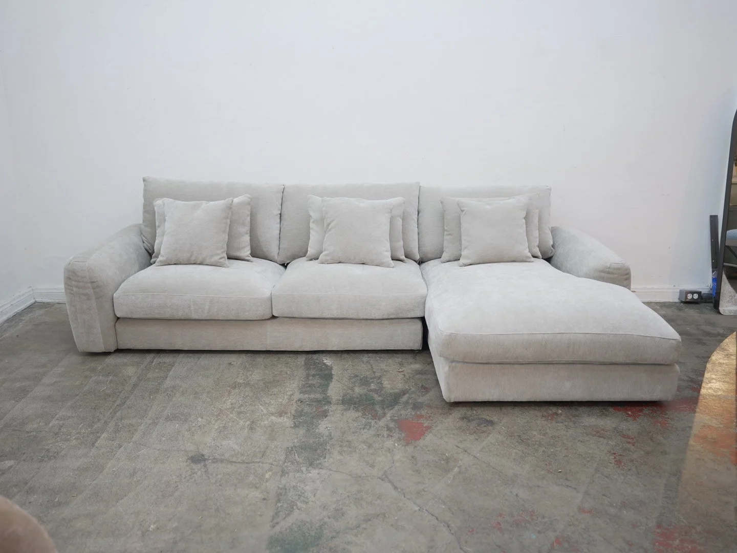 Berga Sectional Sofa- in Pebble Beige Chennile (We Have 2)