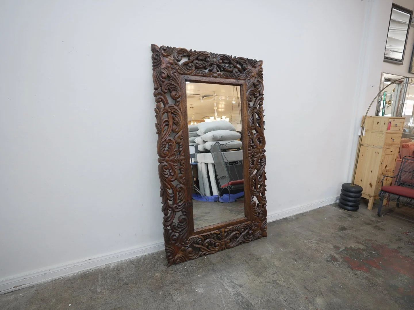 Mexican Import Wood Carved Mirror