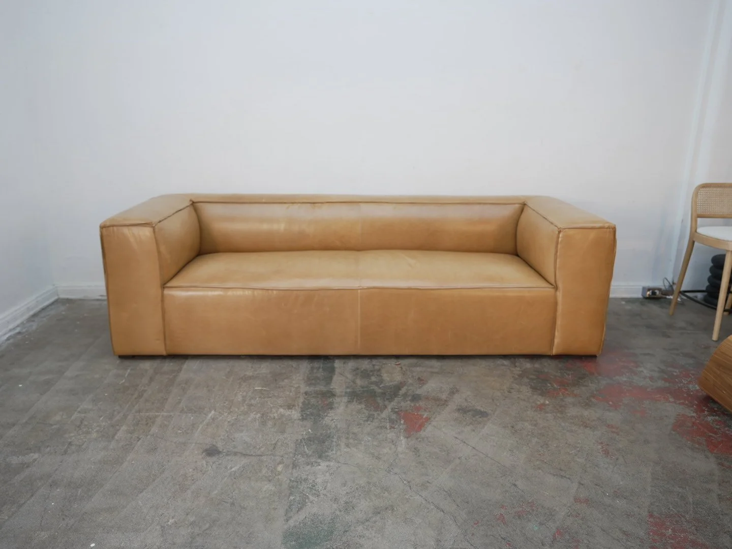 Carmel Top Grain Leather Puff Sofa