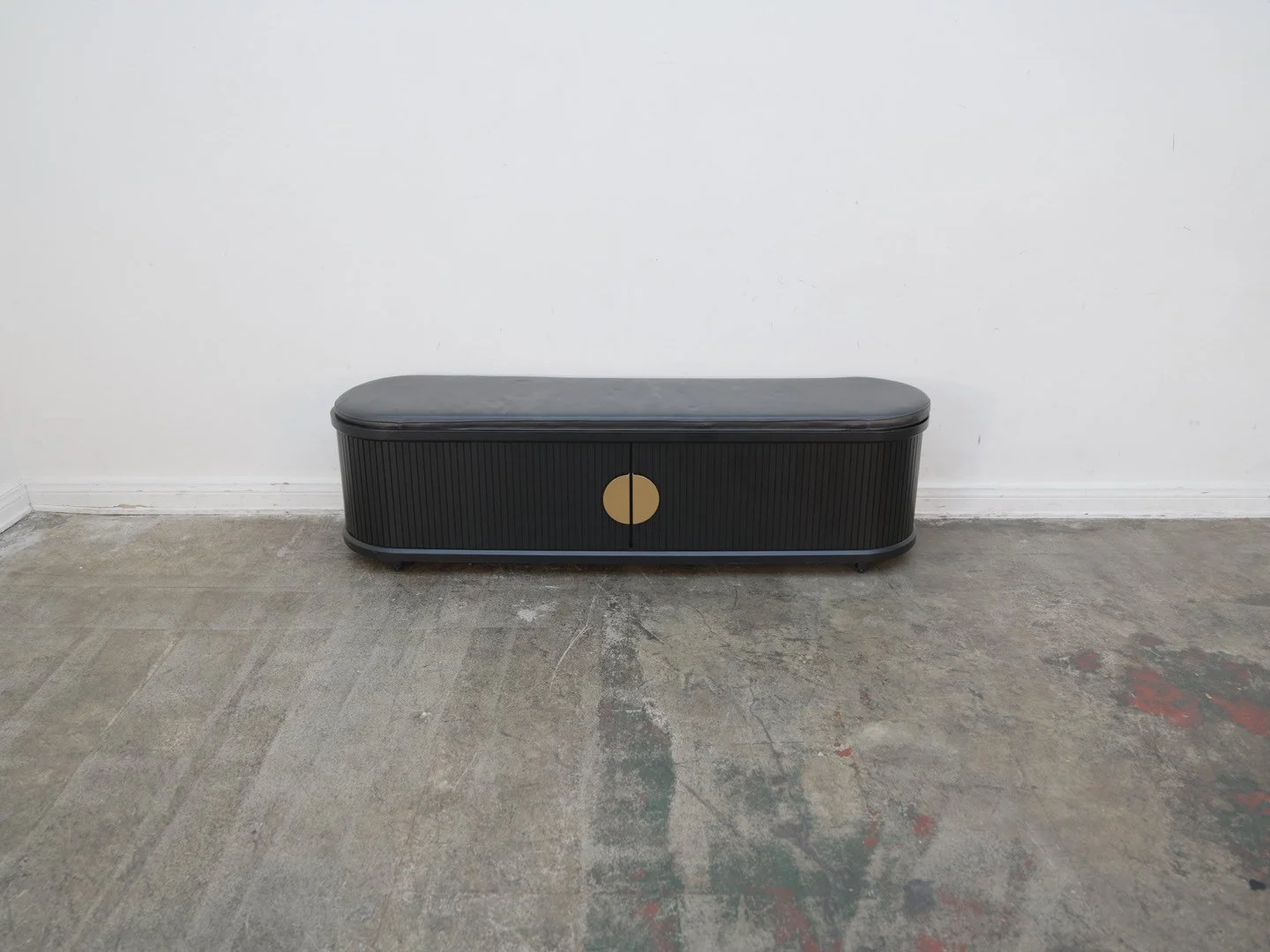 CB2 Tambour Leather Storage Bench