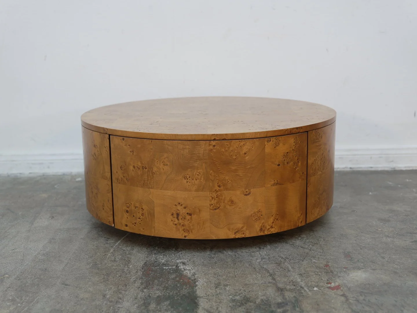 CB2 Purl Burl Wood Rotating Coffee Table