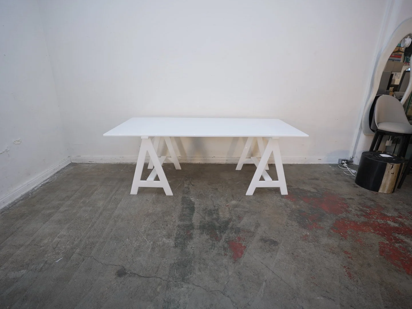 Blacksmith Table/Desk  in White Gloss