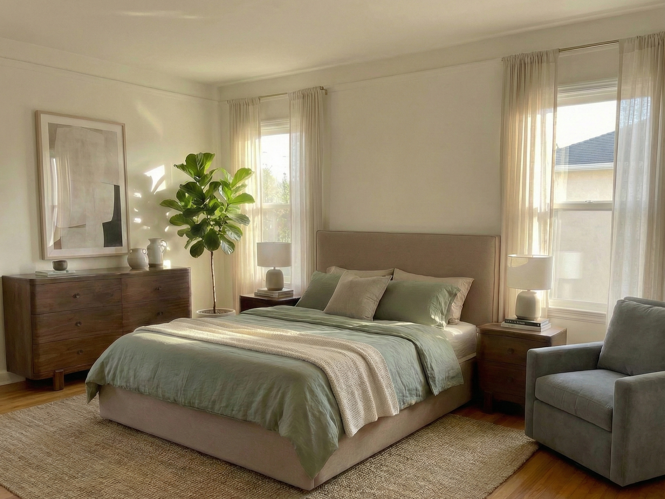 Light Mocha Perennials High Performance Fabric French Seem Cal King Bed