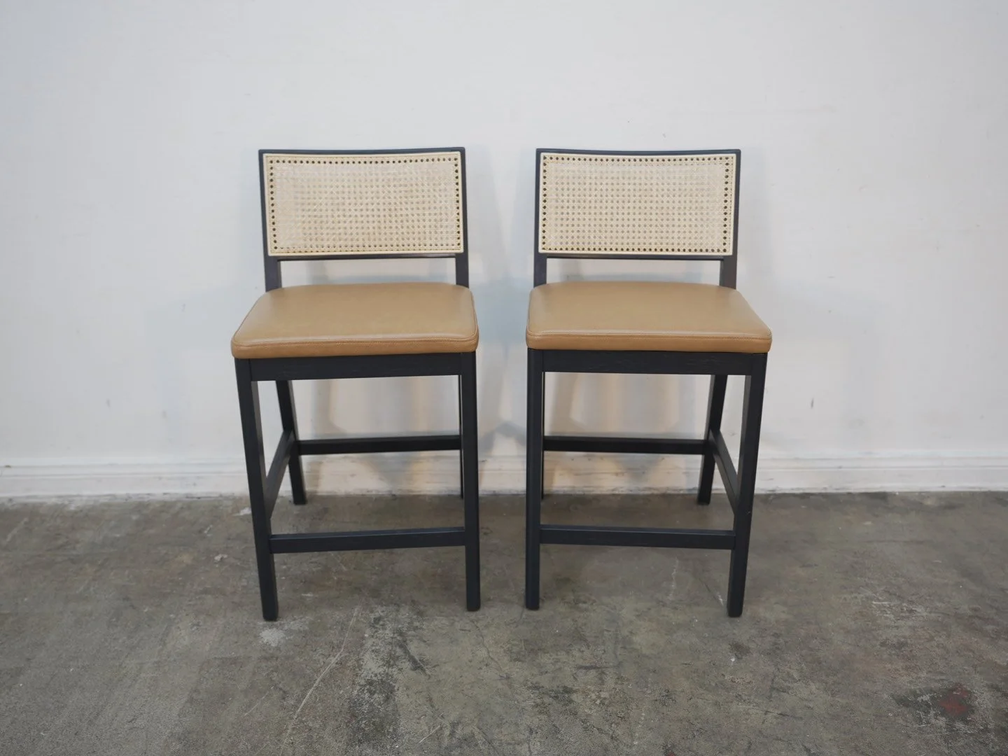 Castlery Sloane Cane and Leather Counter Stool (set of 2)