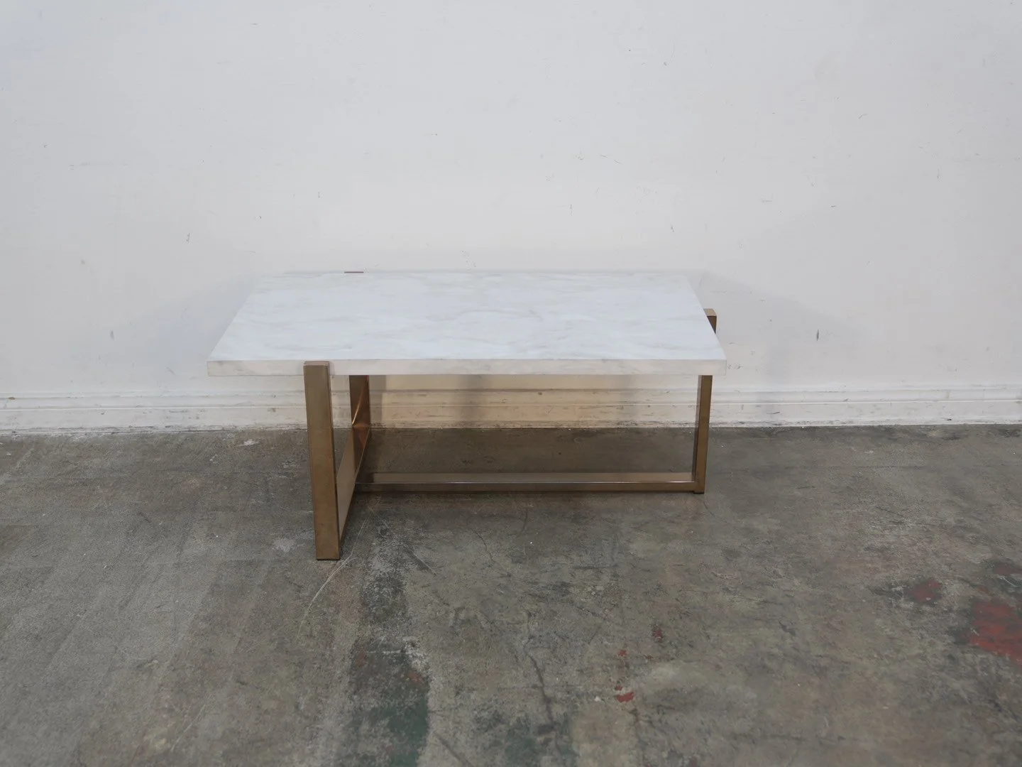 Faux Marble Coffee Table w/ Rose Gold Base