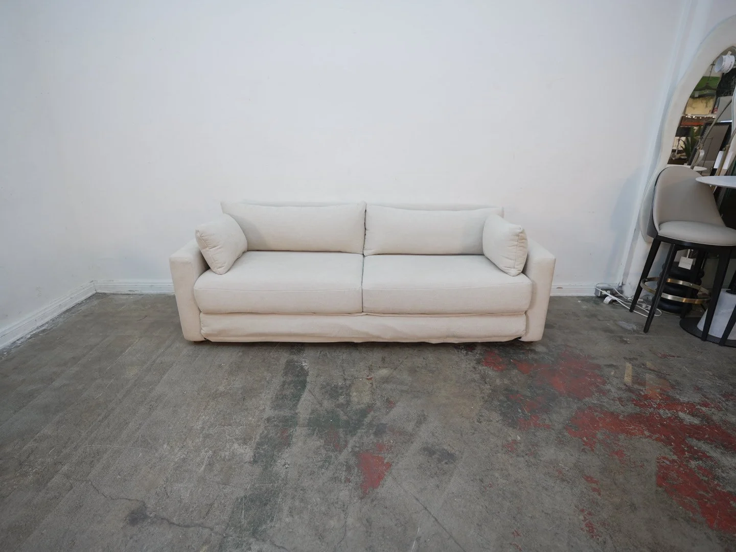 Burrow Span Sleeper Sofa in Georgia Clay, Wooden Legs in Walnut