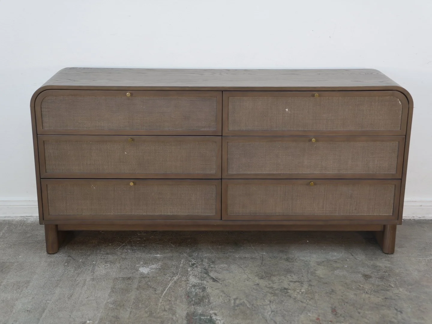 Suzette Wide Dresser in Brown Oak As Is