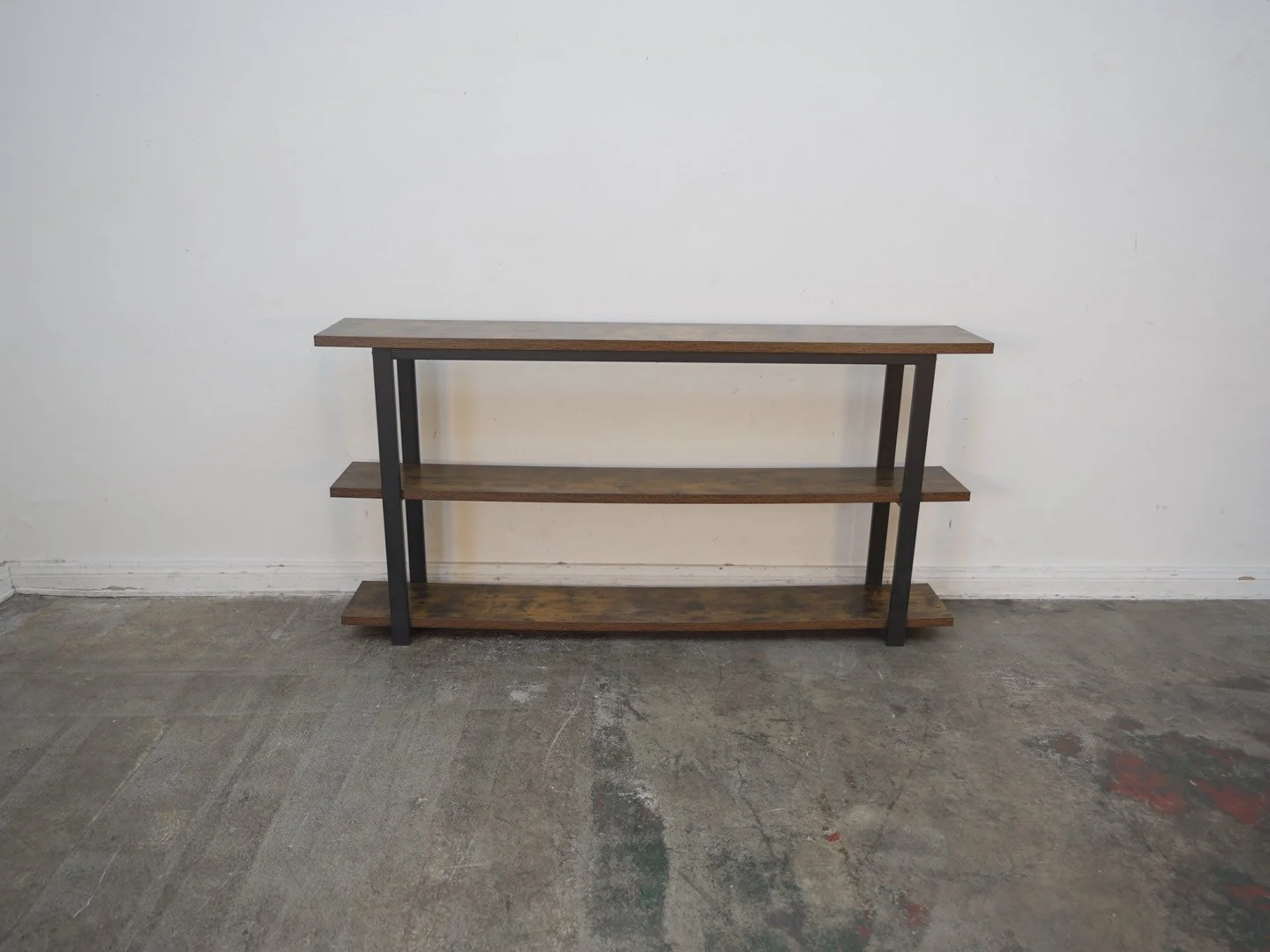Rustic Wood Console Table with 3 Shelves