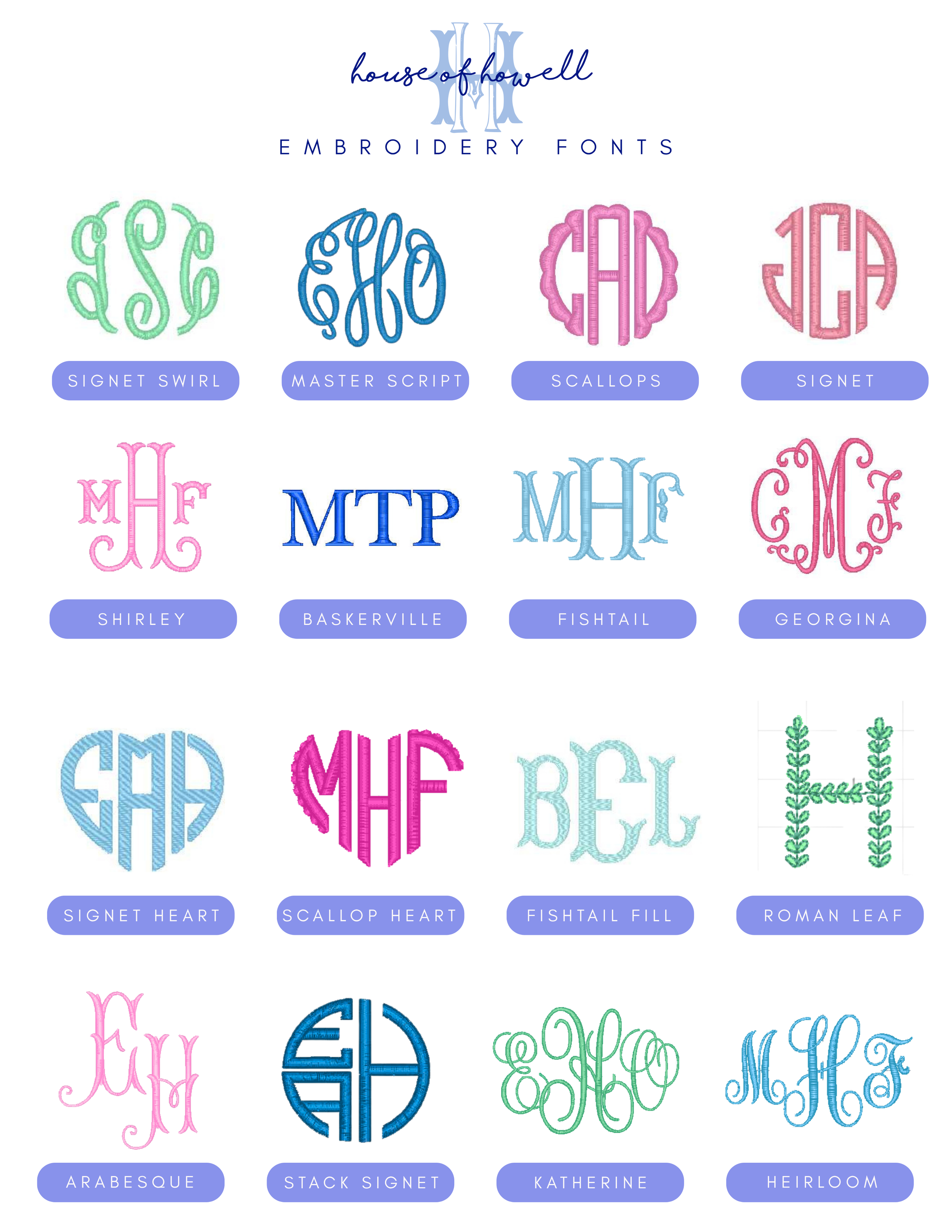 monogram fonts multi color