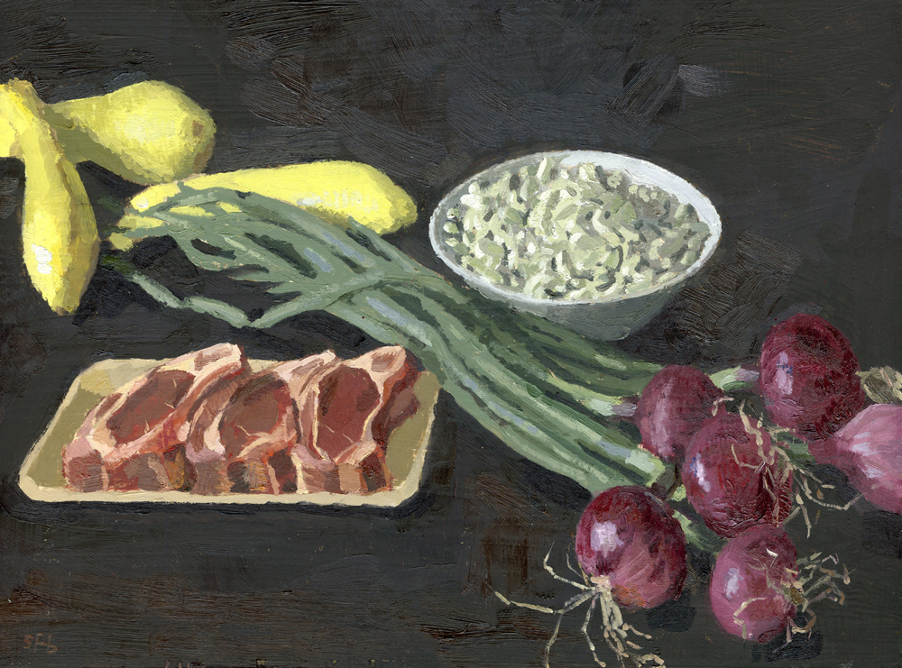 Still Life with Lamb Chops and Fresh Beans